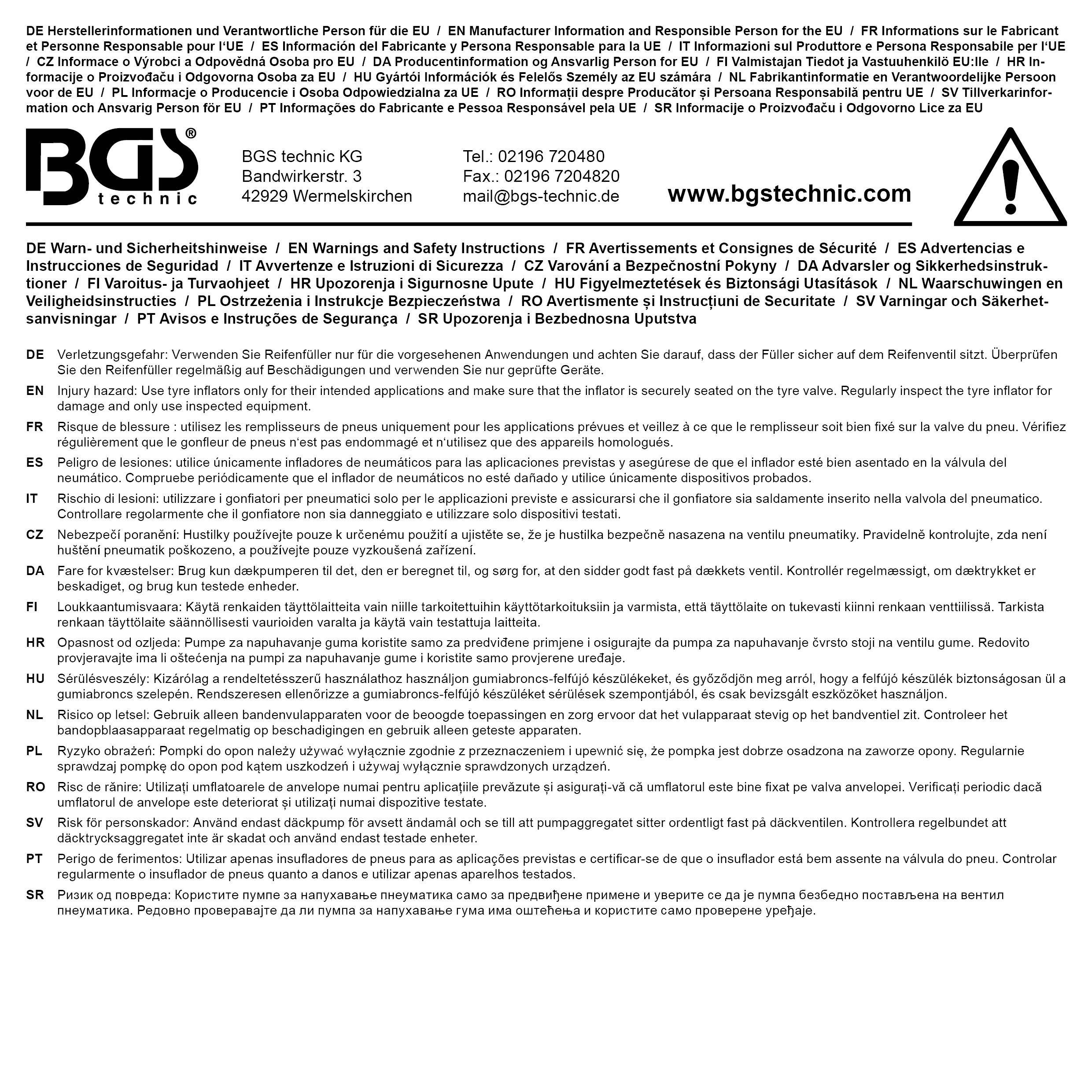 BGS Druckluft-Reifenfllpistole | geeicht | 0 - 10 bar