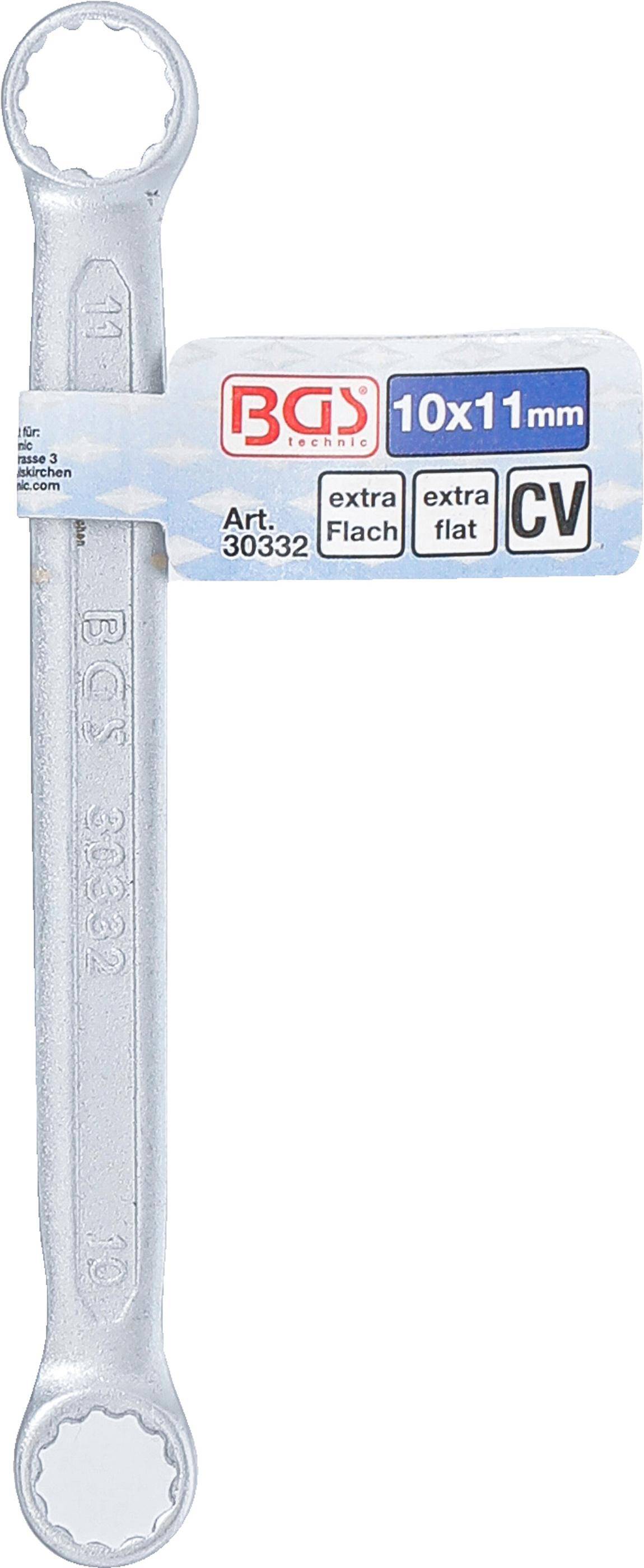 BGS Doppel-Ringschlssel | extra flach | SW 10 x 11 mm