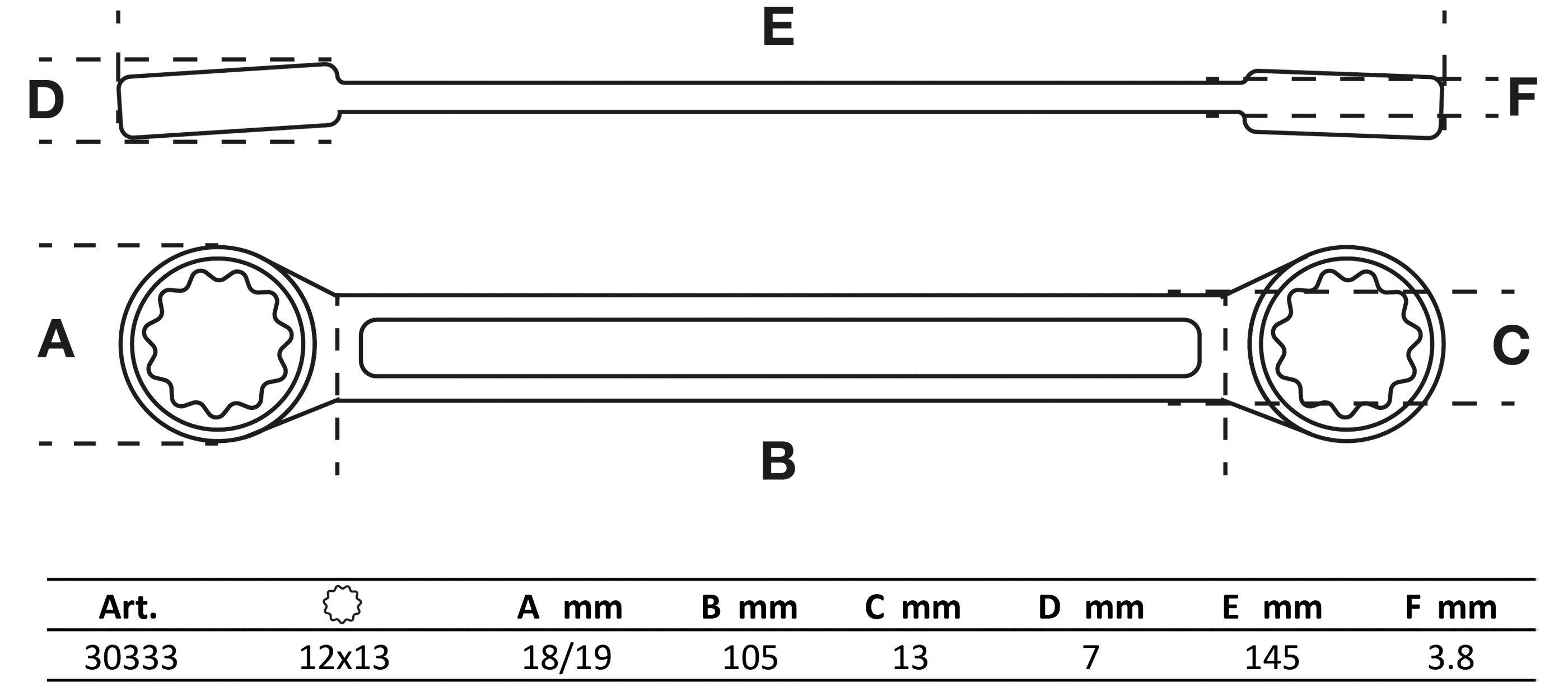 BGS Doppel-Ringschlssel | extra flach | SW 12 x 13 mm