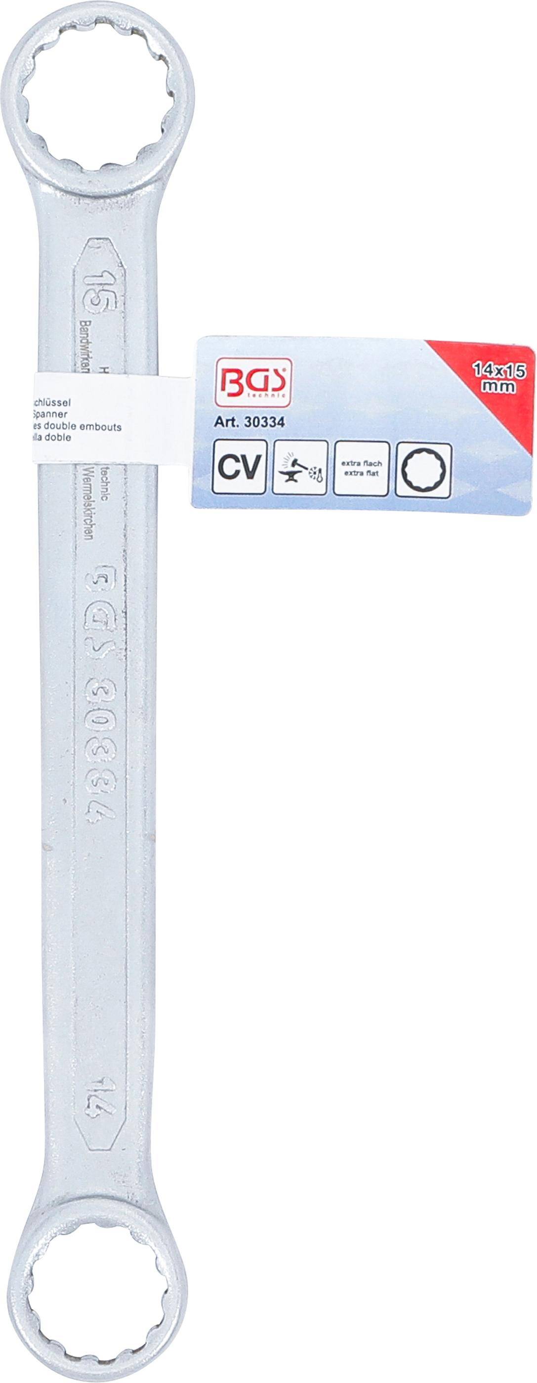 BGS technic Doppel-Ringschlssel | extra flach | SW 14 x 15 mm