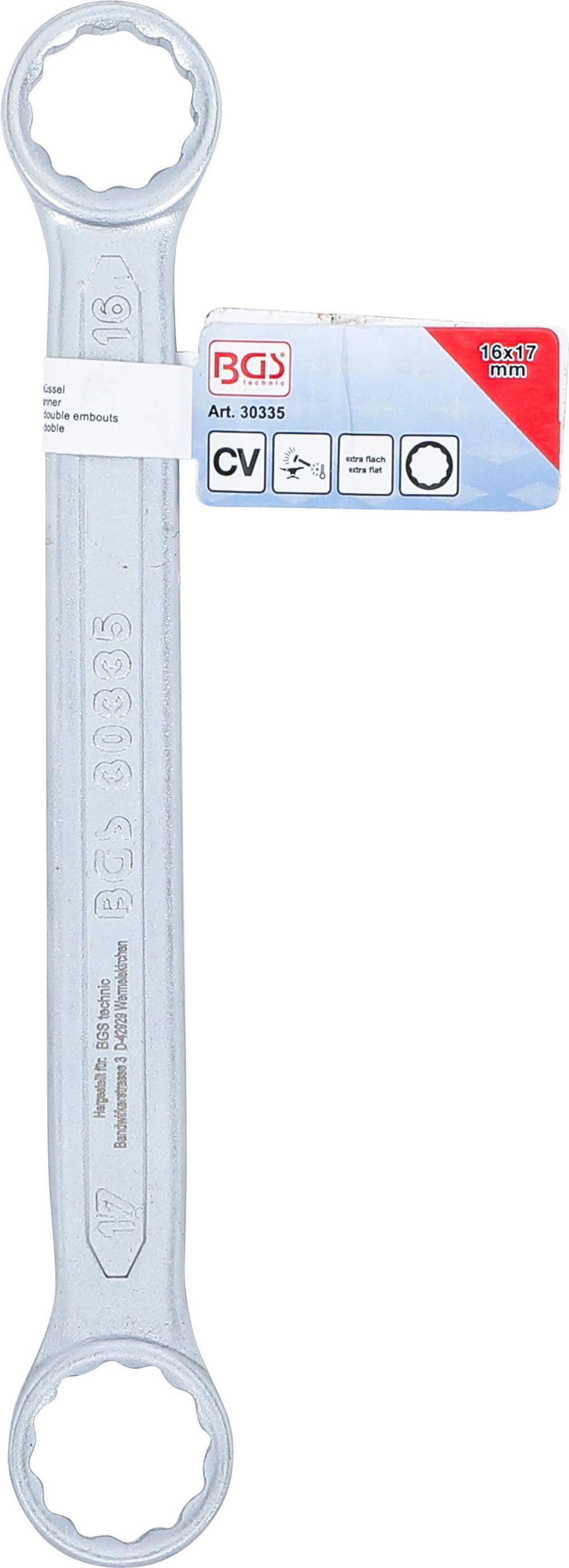 BGS technic Doppel-Ringschlssel | extra flach | SW 16 x 17 mm