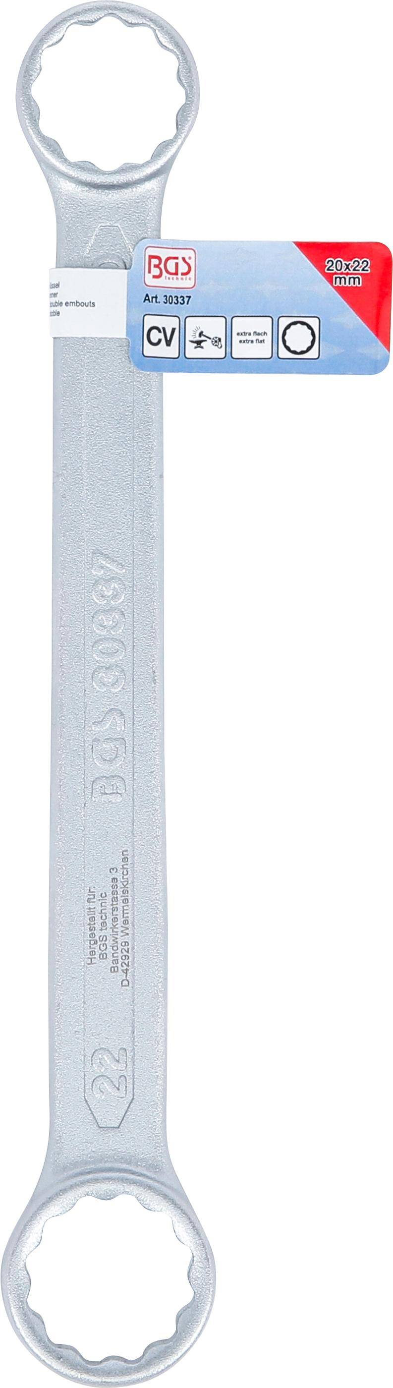 BGS Doppel-Ringschlssel | extra flach | SW 20 x 22 mm