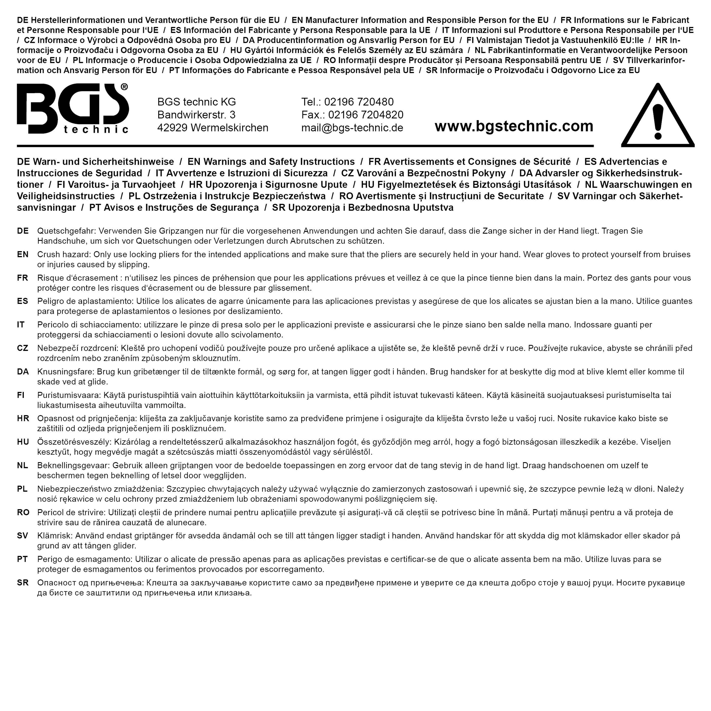 BGS Spezial-Gripzange | Klauenform | 210 mm | 6 - 32 mm