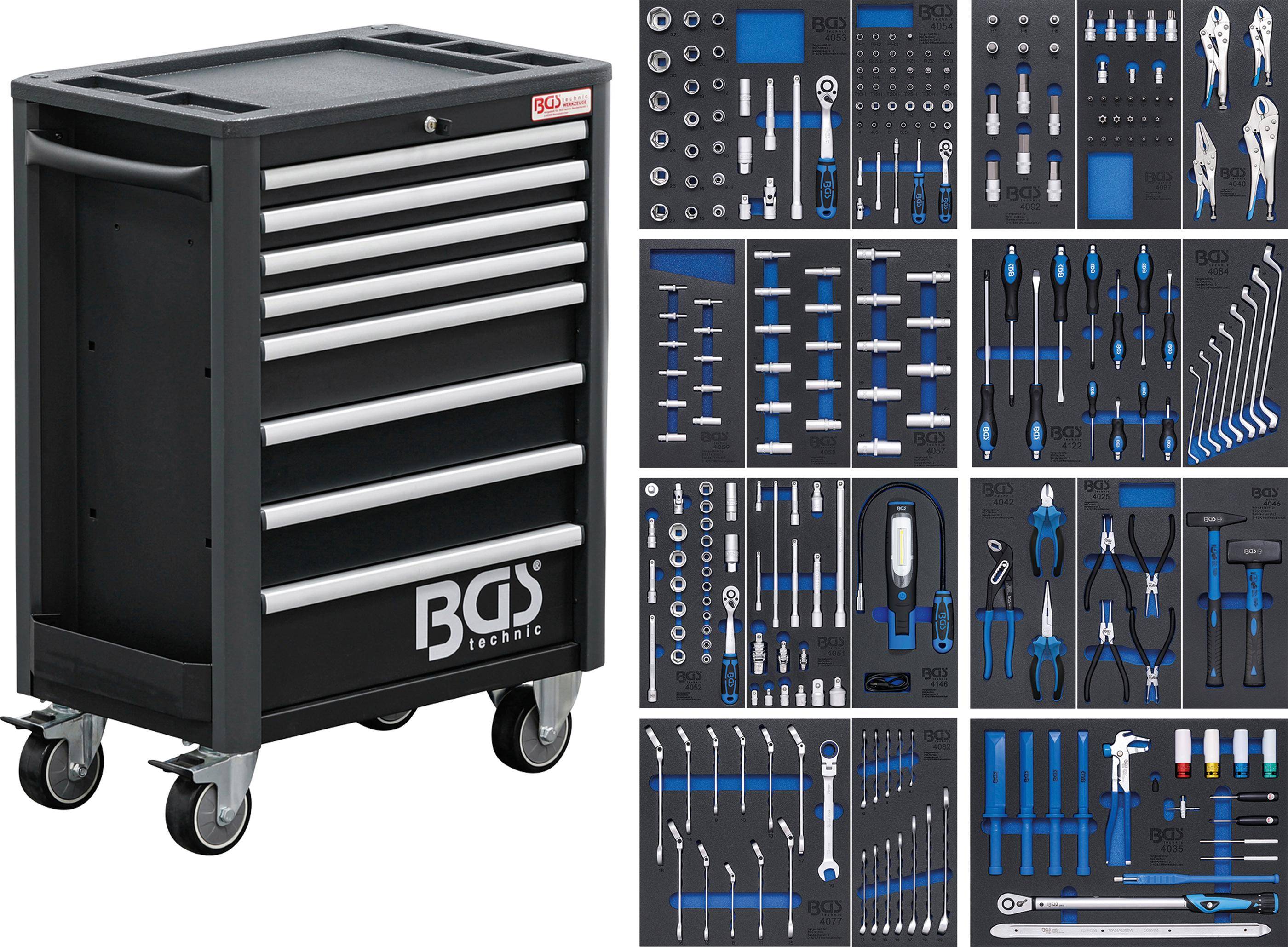 BGS technic Werkstattwagen Profi Exclusive | 8 Schubladen | mit 259