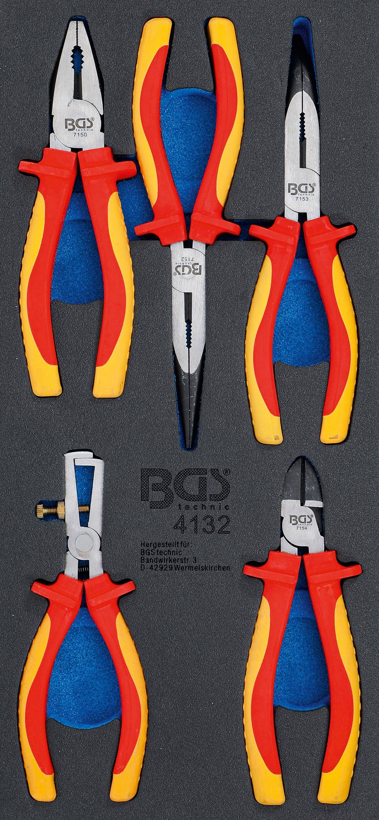BGS technic Werkstattwageneinlage 1/3: VDE-Zangen-Satz | 5-tlg.