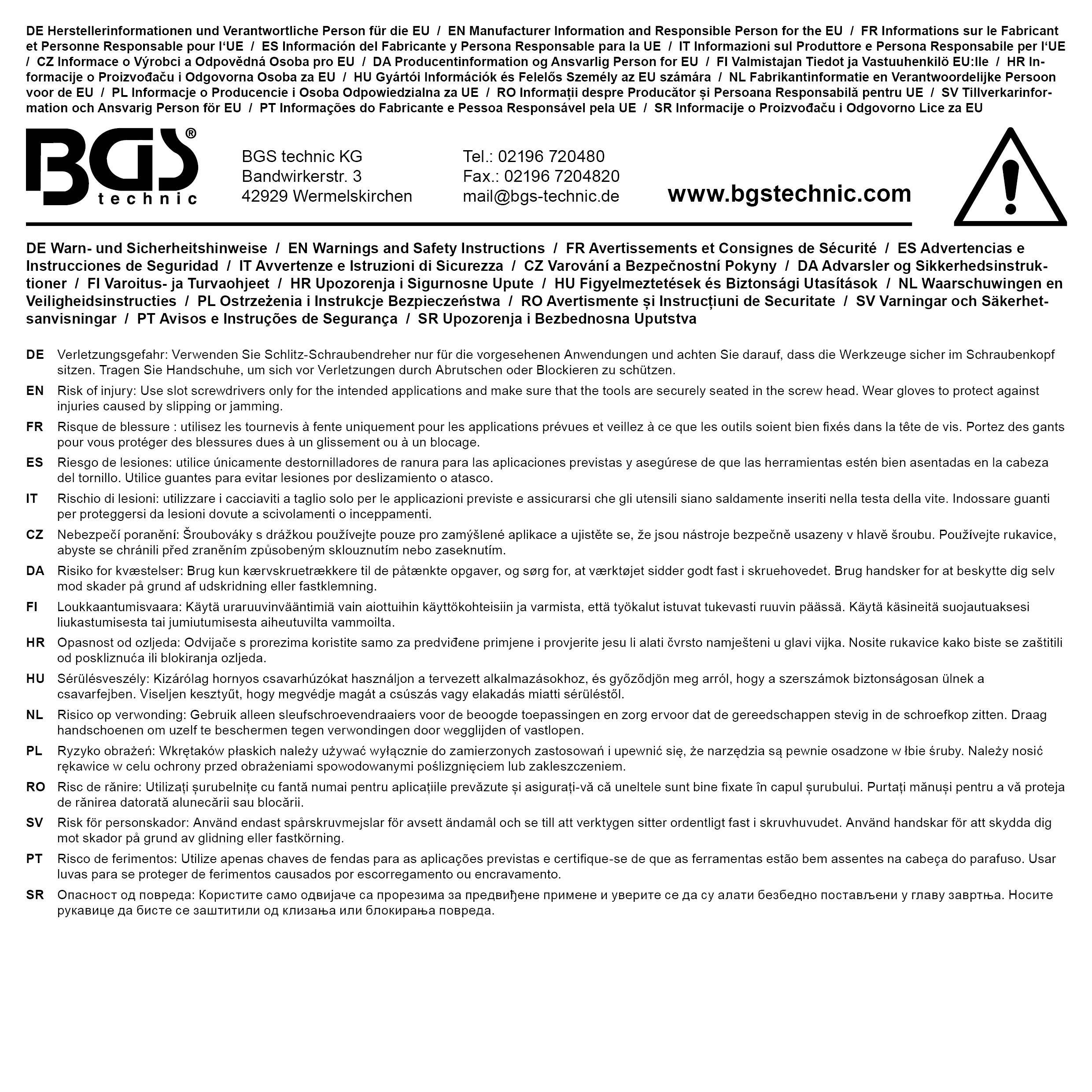 BGS Schraubendreher | mit Auensechskant | Schlitz 6 mm | Klingenlnge