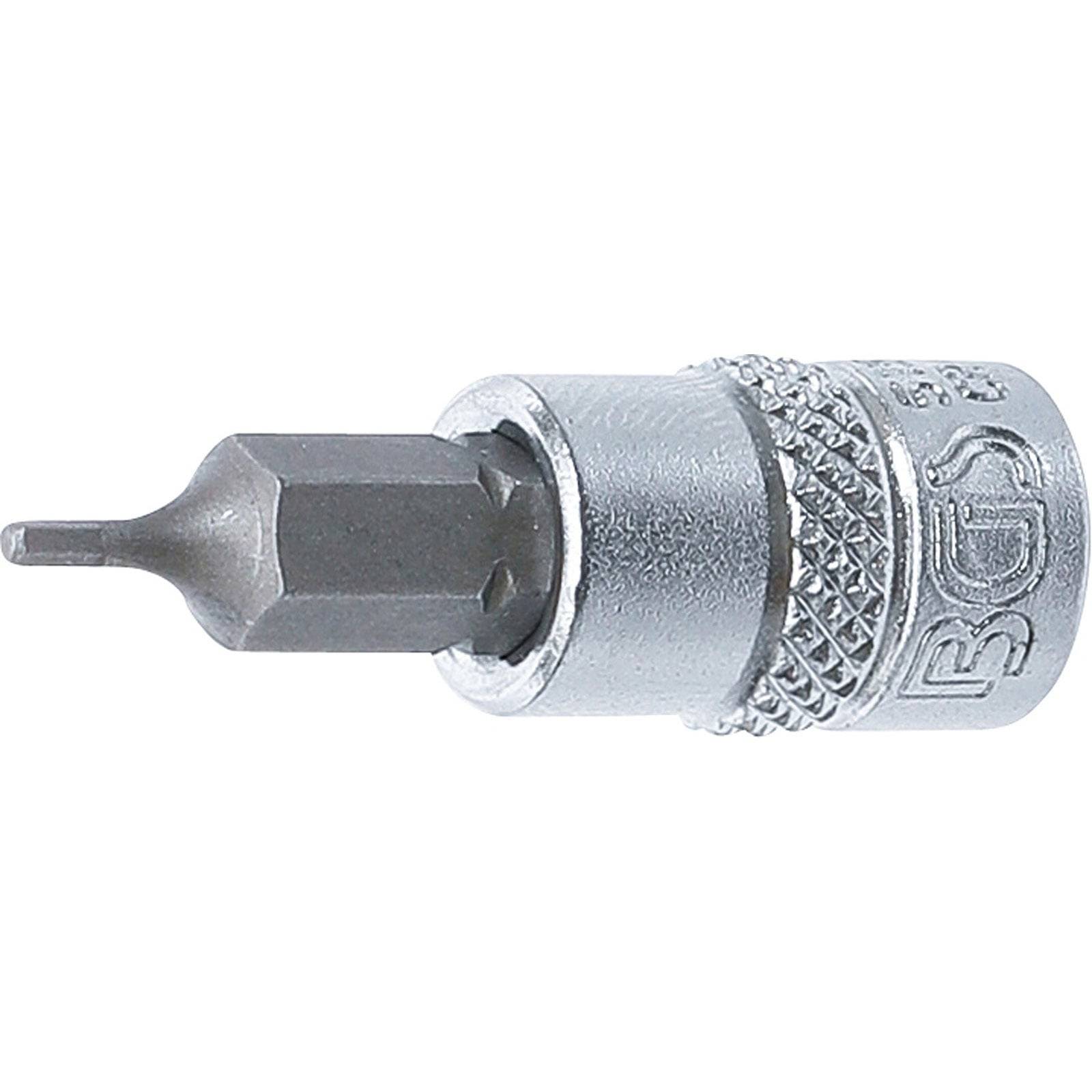 Sechskant-Biteinsatz-Werkzeug in Silber mit BGS-Branding an der Seite, entwickelt zum Lösen oder Festziehen von Sechskantschrauben oder -bolzen.