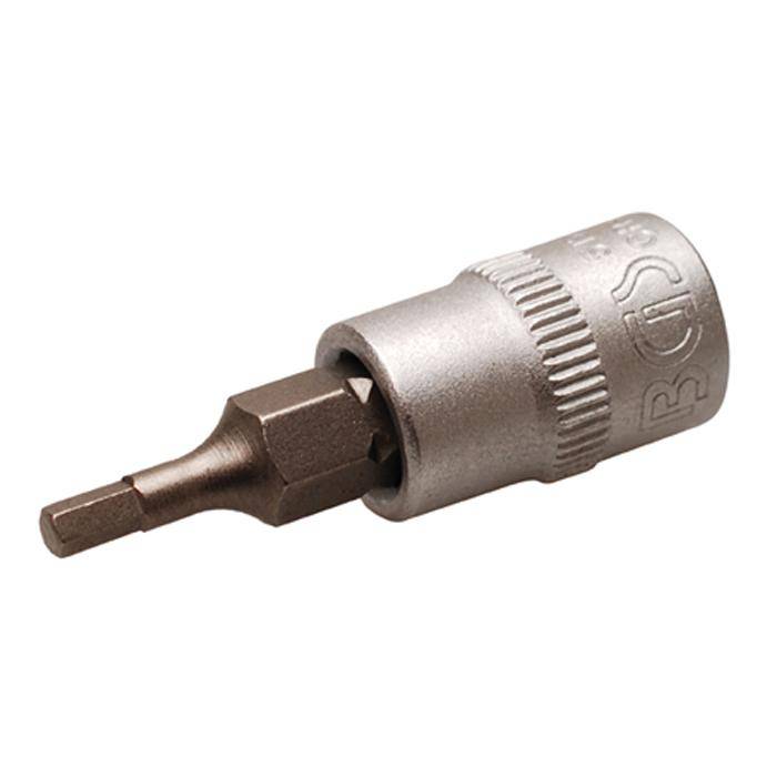 Bit-Einsatz - Innen-6-kant - 2,5 mm- 1/4" Antrieb - CV- Stahl - gerändelt - matt verchromt