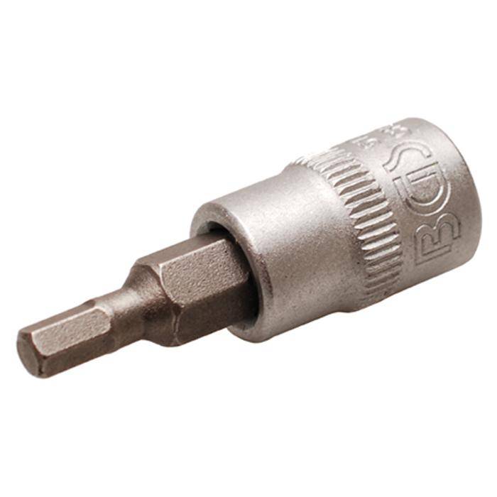 Bit-Einsatz - Innen-6-kant - 3,5 mm- 1/4" Antrieb - CV- Stahl - gerändelt - matt verchromt