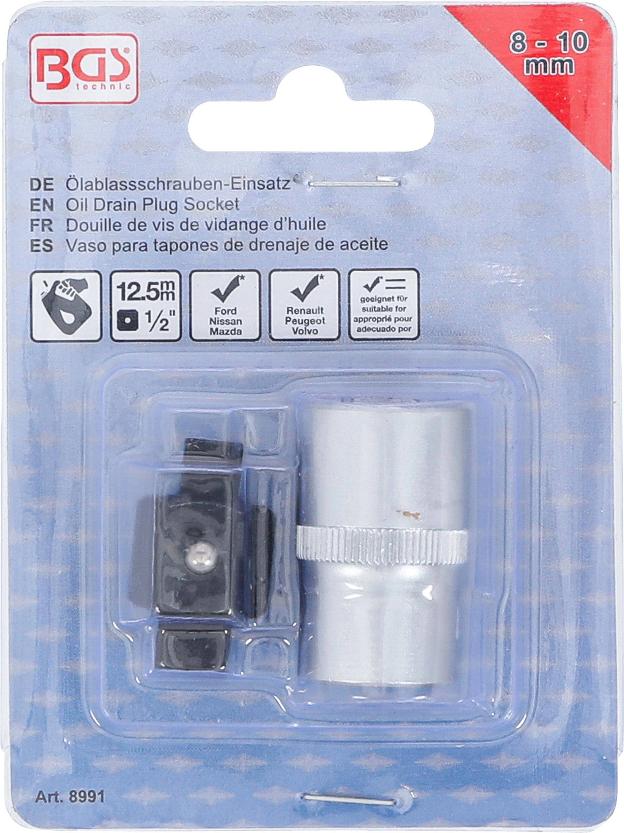 BGS lablassschrauben-Einsatz | Vierkant | 8 mm / 10 mm