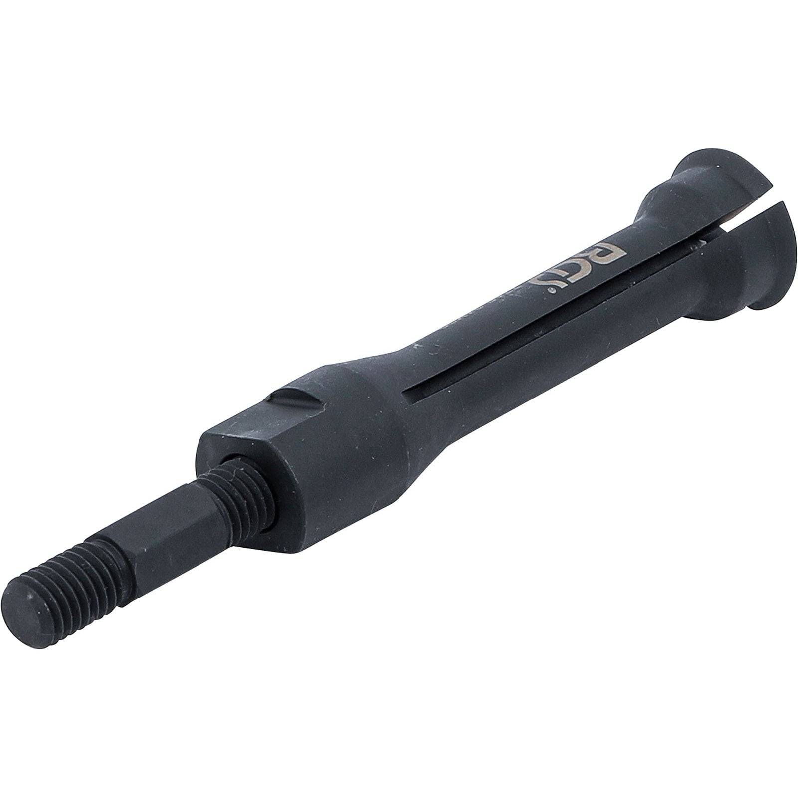 Ein schwarzes, zylindrisches Senkwerkzeug mit Gewinde und flachen Seiten, das zum Erstellen von Vertiefungen für Schraubenköpfe in einer Materialoberfläche konzipiert ist.