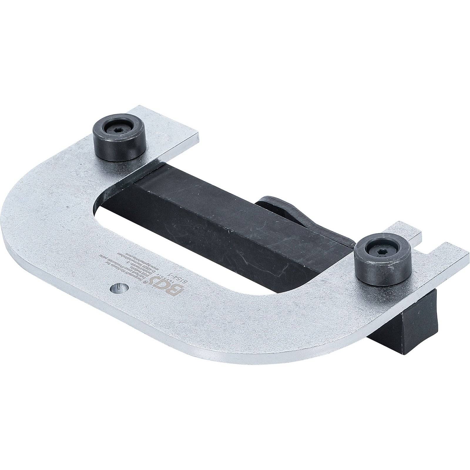 Eine verstellbare Metallführung für Oberfräsen mit zwei schwarzen Knöpfen und einer dunklen Mittelspur, die für präzise Schnitte in der Holzbearbeitung verwendet wird.