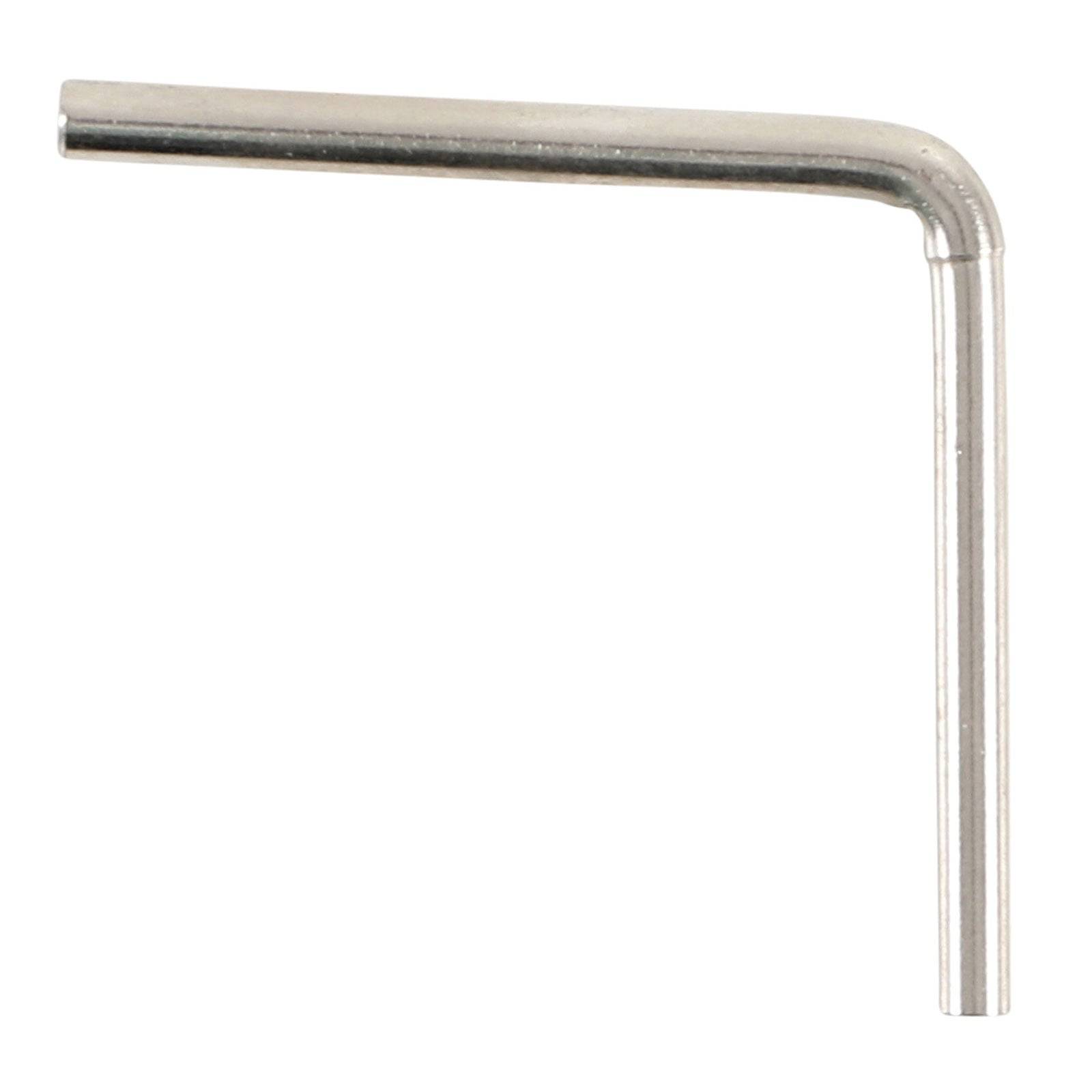 Ein silberner L-förmiger Sechskantschlüssel, der zum Anziehen oder Lösen von Sechskantschrauben verwendet wird.