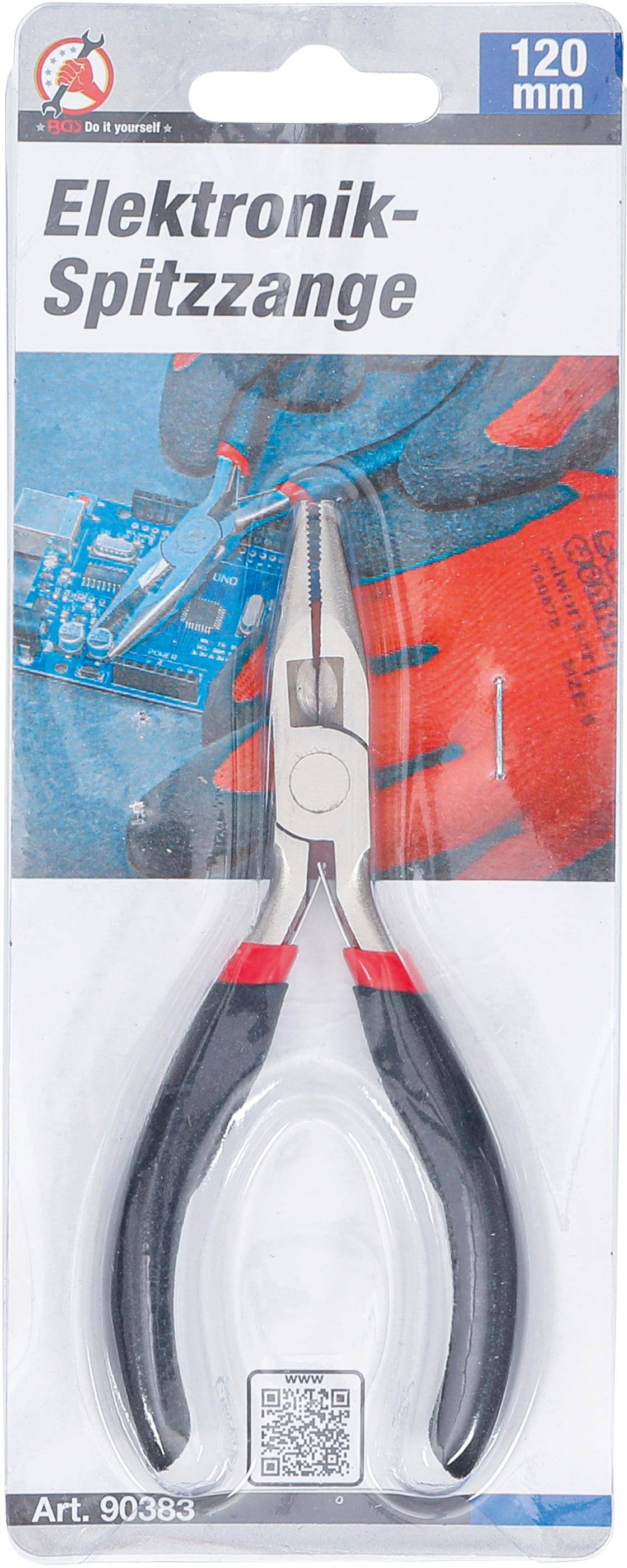 BGS Do It Yourself Elektronik-Spitzzange | gerade | mit Feder | 120 mm