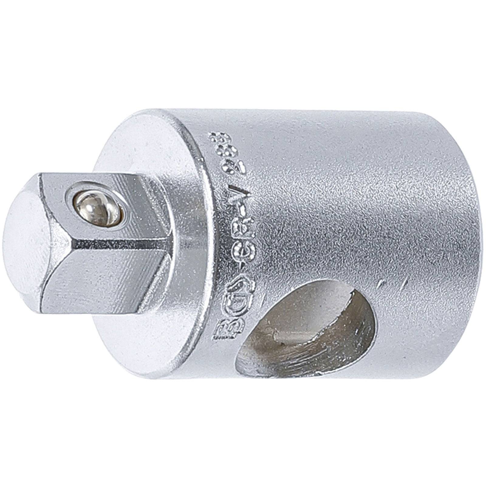 Ein Steckschlüssel-Adapter mit quadratischem Antrieb und runder Gehäuseform, der zum Anbringen von Stecknüssen an einen Ratschenschlüssel oder ein anderes Werkzeug entwickelt wurde.