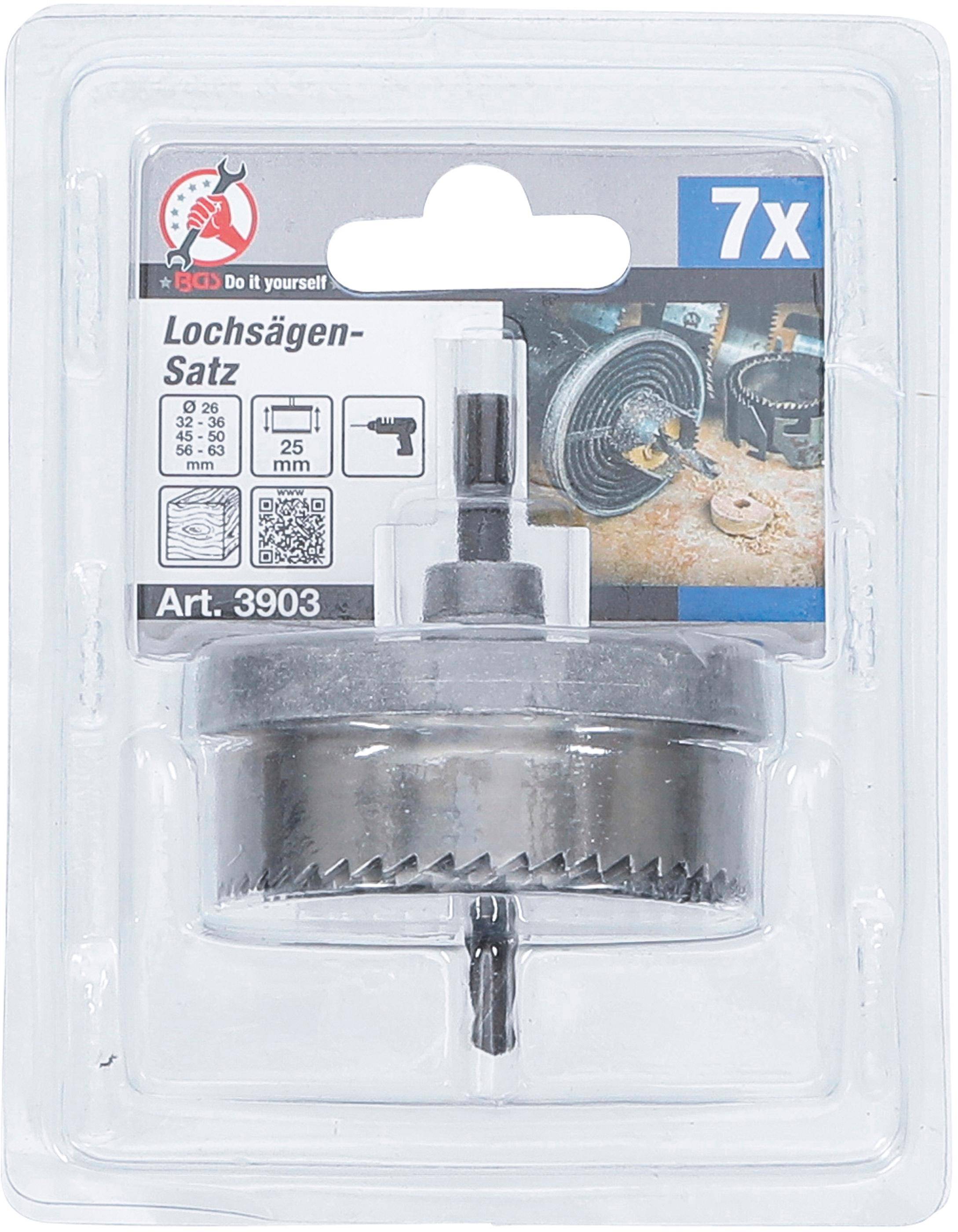 BGS Diy Lochsägen-Satz | Ø 26 - 63 mm | Tiefe 25 mm | 7-tlg.