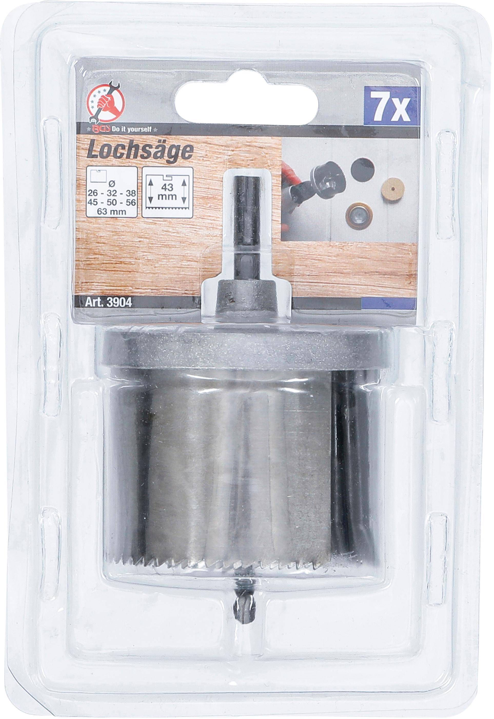 BGS Diy Lochsägen-Satz | Ø 26 - 63 mm | Tiefe 43 mm | 7-tlg.