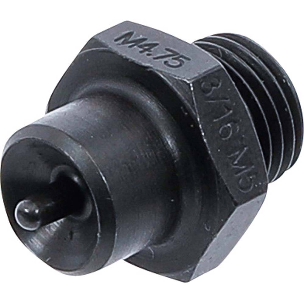 Schwarze Kunststoff-Gewinde-Düsenverschraubung mit der Bezeichnung „M4.75