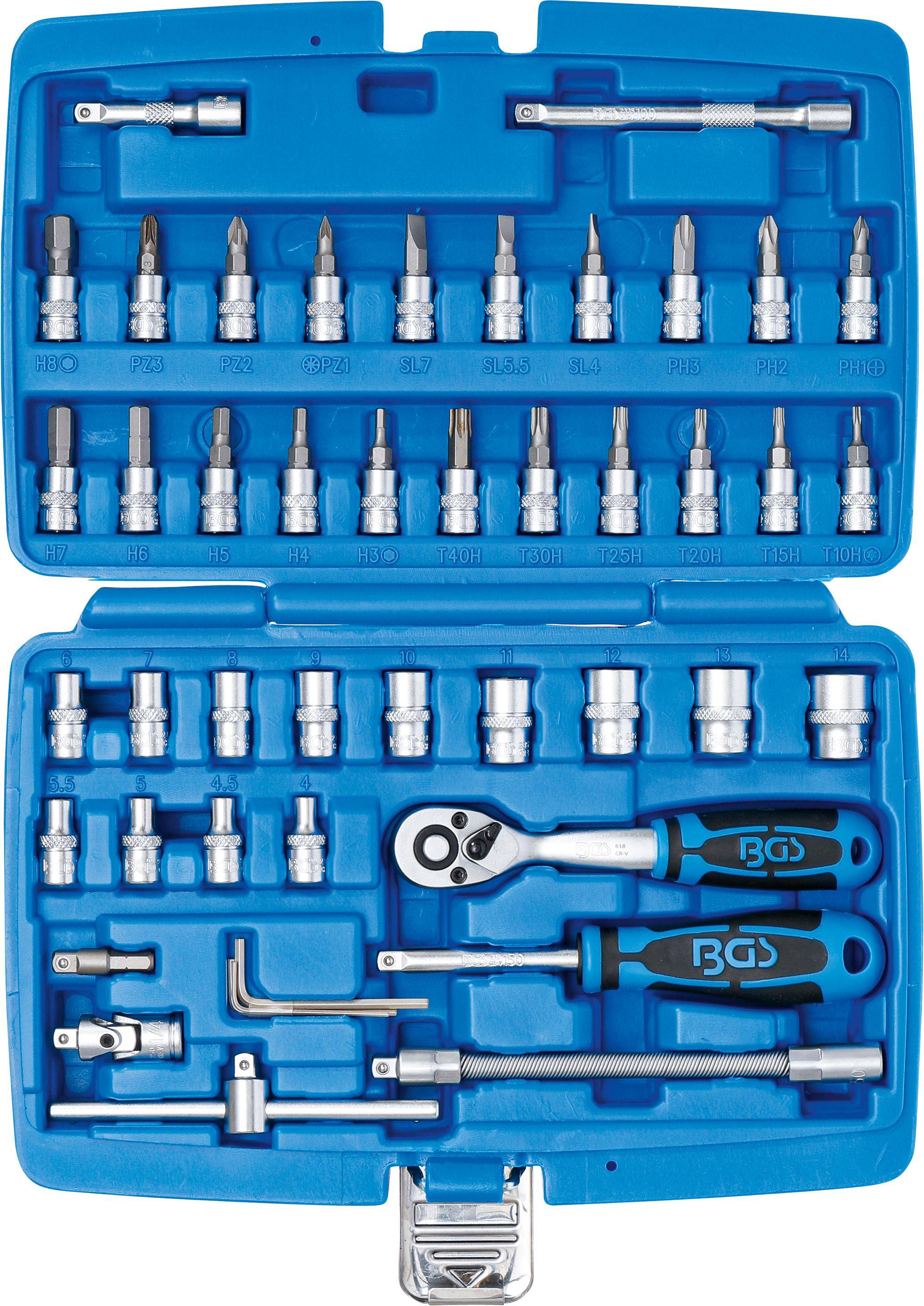 BGS Steckschlüssel-Satz | Antrieb 6,3 mm (1/4") | 46-tlg.