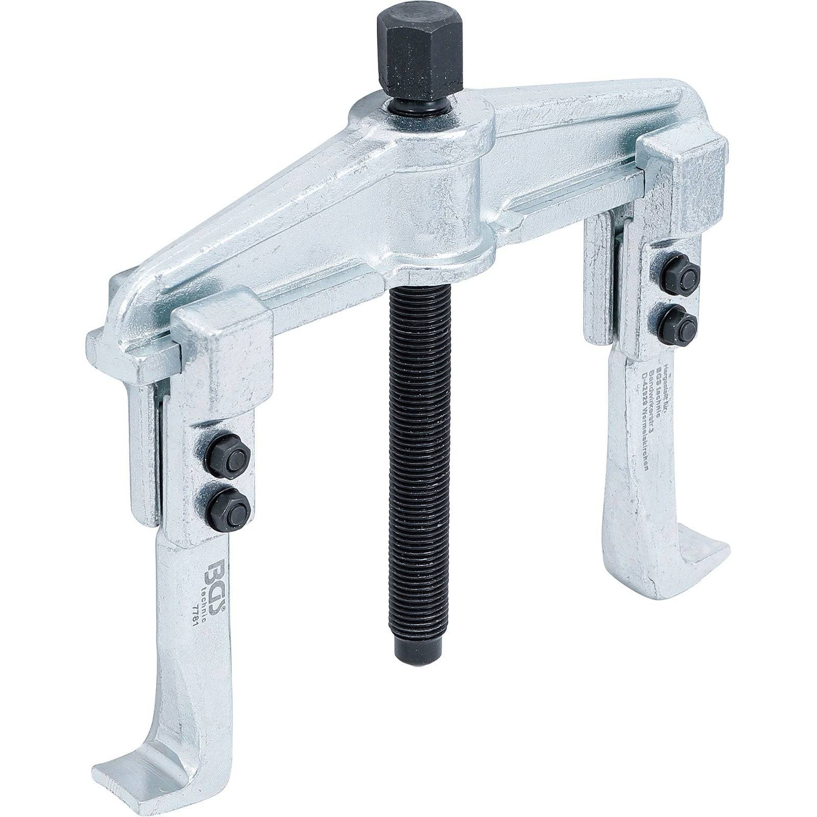 Dreiarmabzieher mit Metallarmen und Zentralschraube, wird zum Entfernen von Zahnrädern, Riemenscheiben oder Lagern von Wellen verwendet.