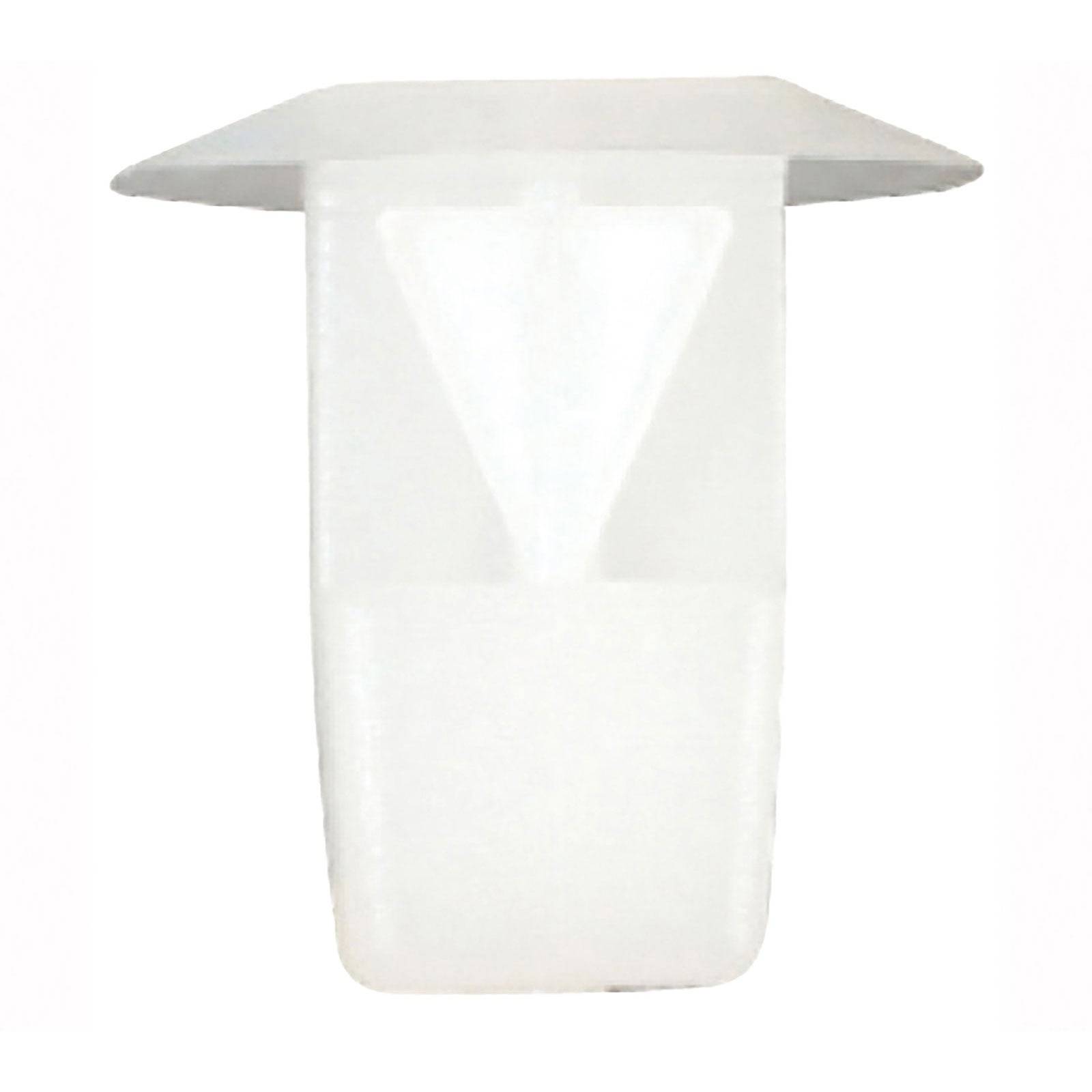 Ein weißes, wandmontiertes Eckpinnwand mit eckigem, modernem Design zum Aufhängen von Papieren oder Notizen.