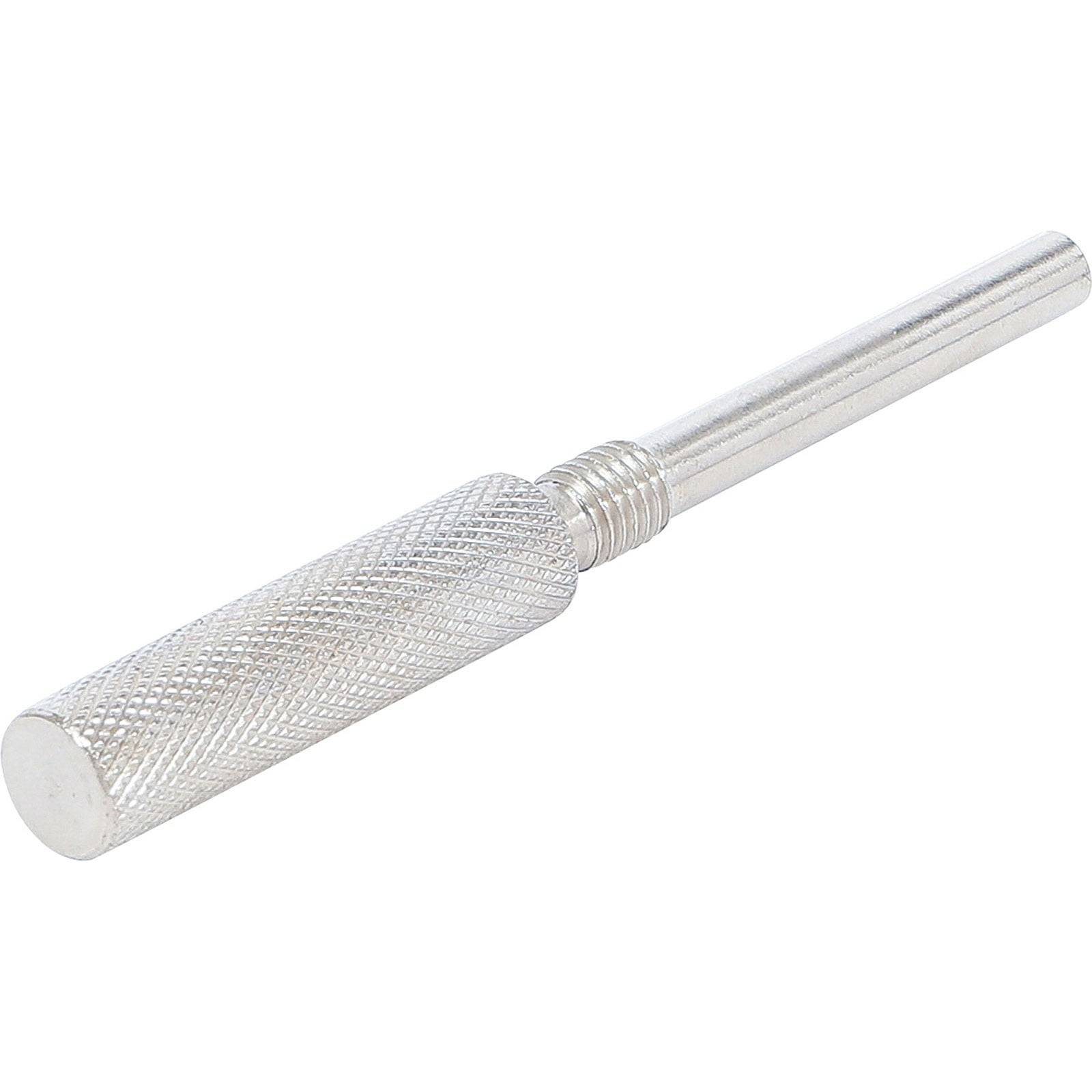 Ein silberner Metallstift mit strukturiertem Griffgriff, der zur Ausrichtung oder Befestigung von Komponenten verwendet wird.