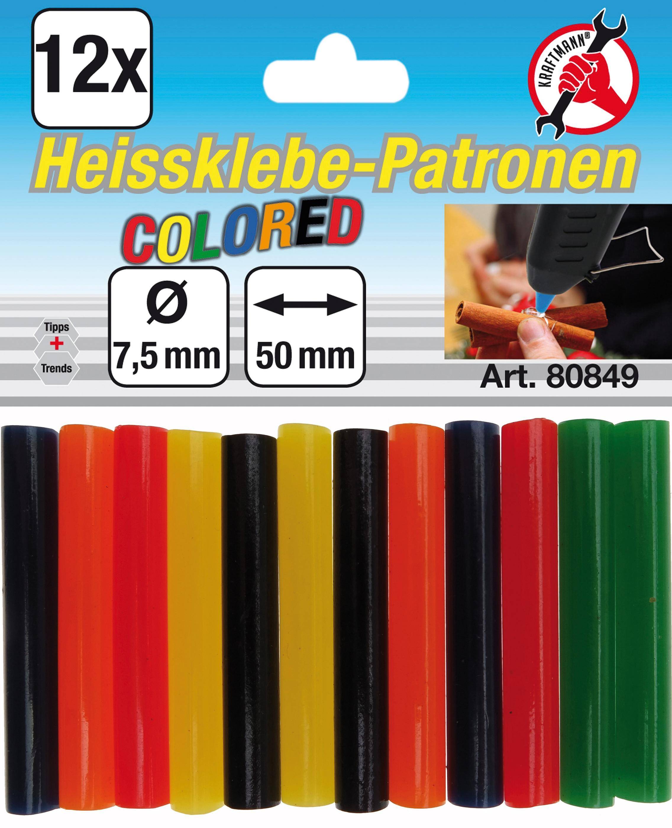 BGS Diy Heißklebe-Patronen | bunt | Ø 7,5 mm, 50 mm | 12-tlg.