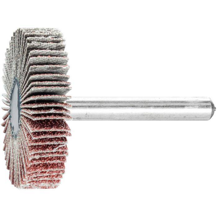 Fächerschleifer - PFERD - Korund A - Schaft-Ø 6 x 40 mm - Korngröße 60 - Bezeichnung F 4010/6 A 60 - Maße (D x T) 40 x 10 mm - empf. Drehzahl 960
