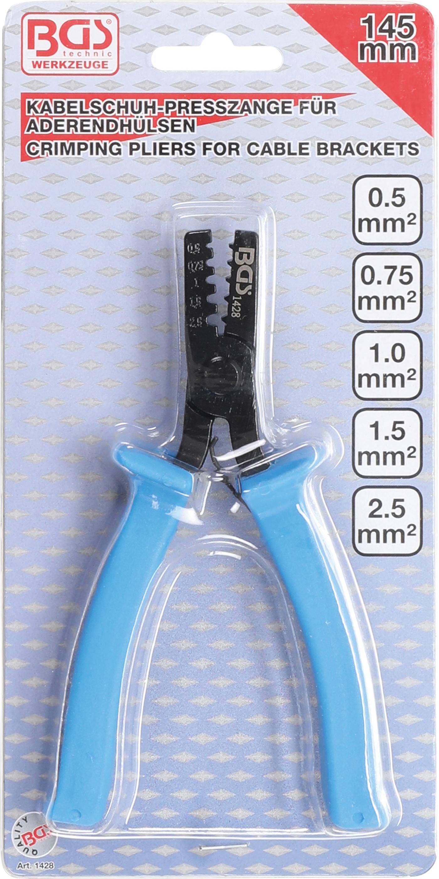 BGS technic Kabelschuh-Presszange | fr Aderendhlsen 0,5 - 2,5 mm