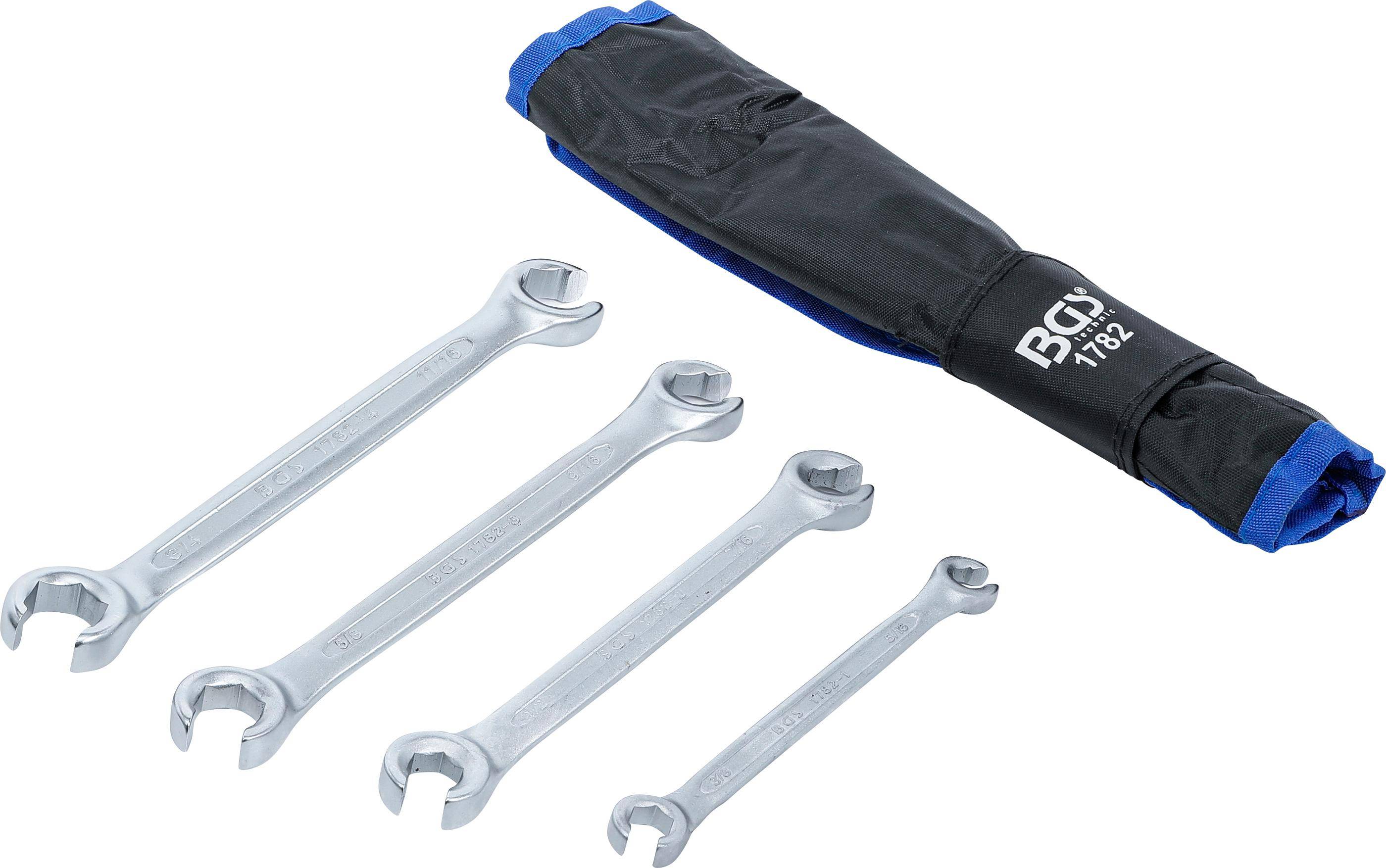 BGS technic Offener Doppel-Ringschlüssel-Satz | Zollgrößen | 4-tlg.