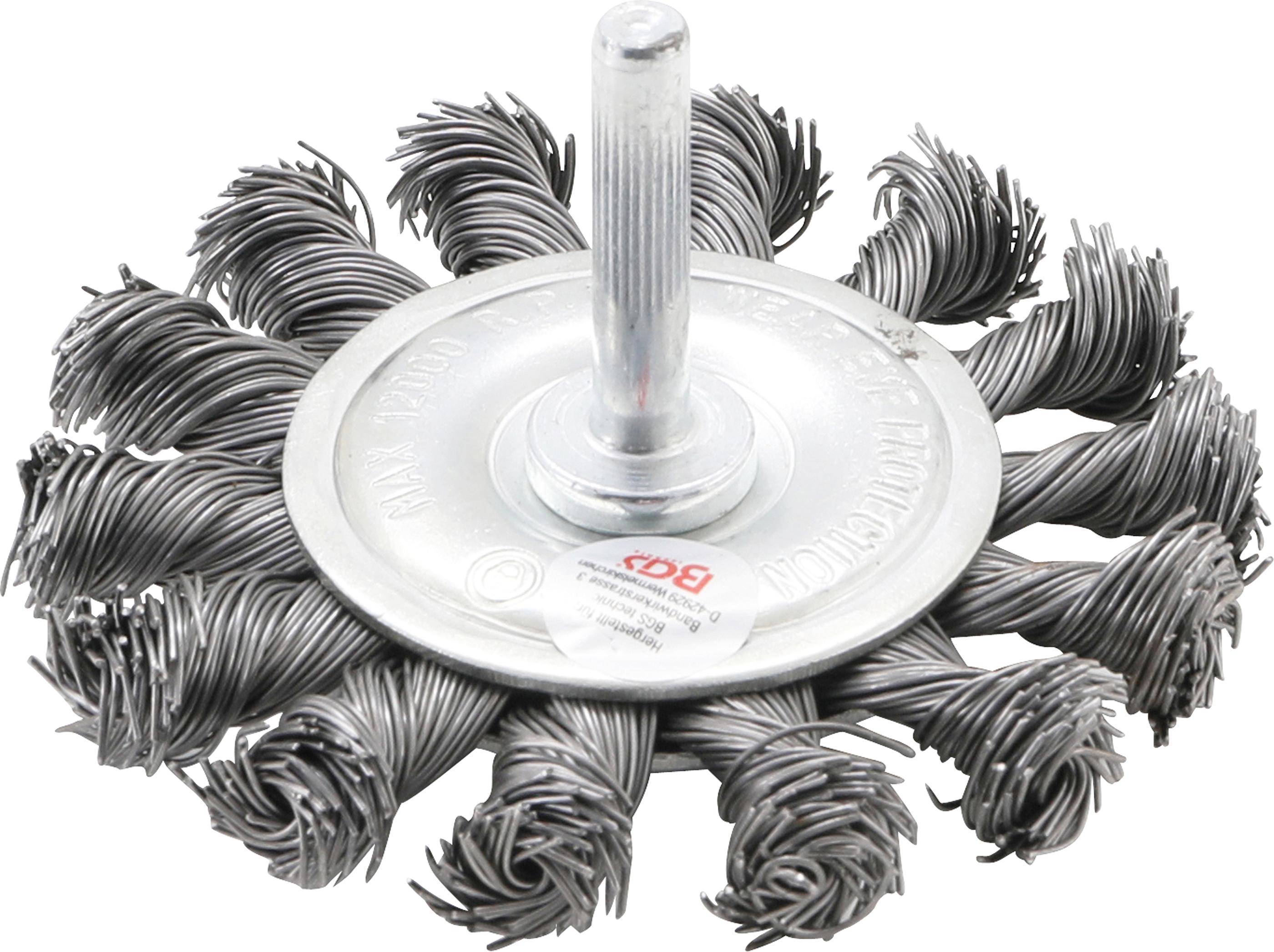 BGS technic Scheibenbürste | Antriebswelle 6 mm | gezopft | Ø 75 mm