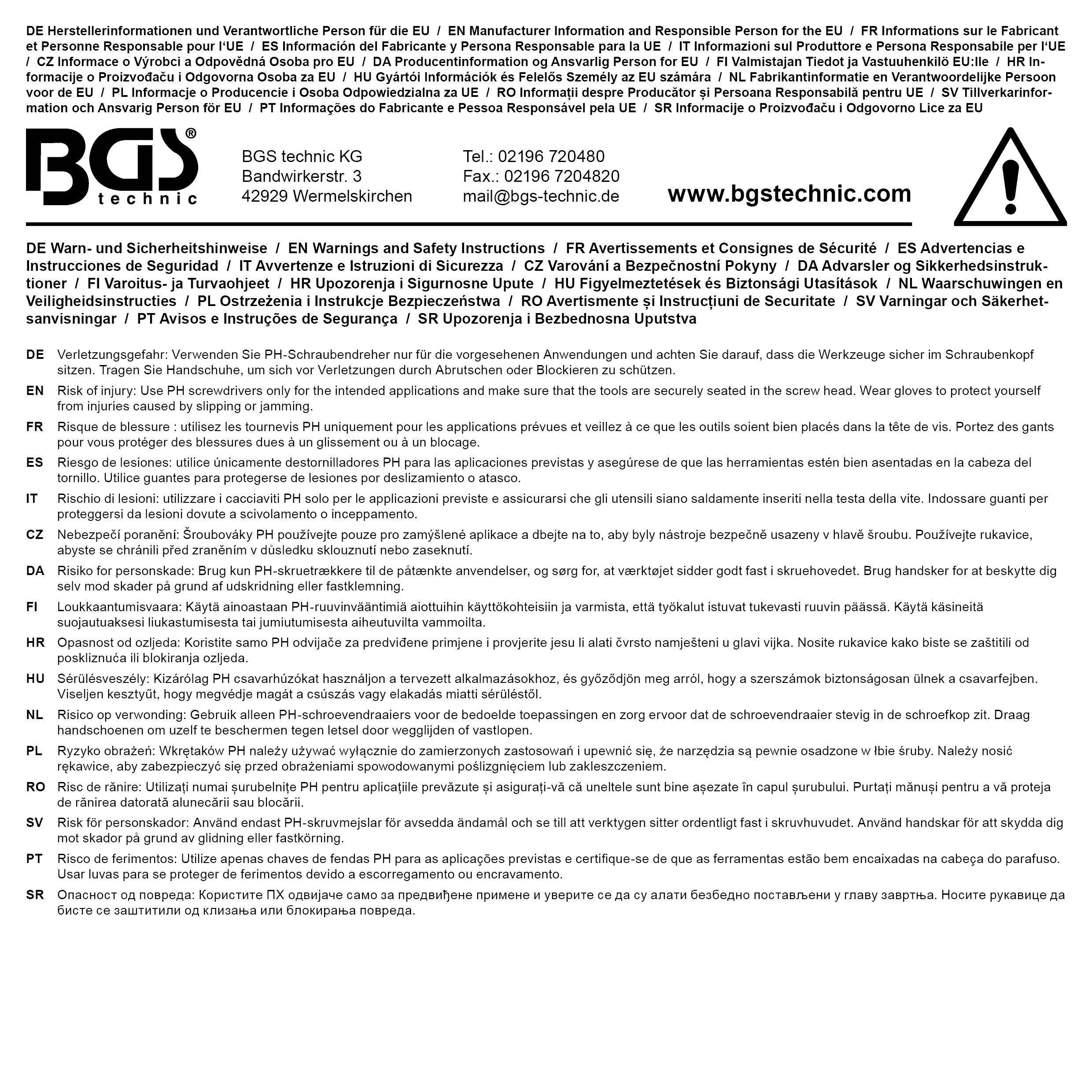 BGS technic Schraubendreher | Kreuzschlitz PH1 | Klingenlnge 75 mm