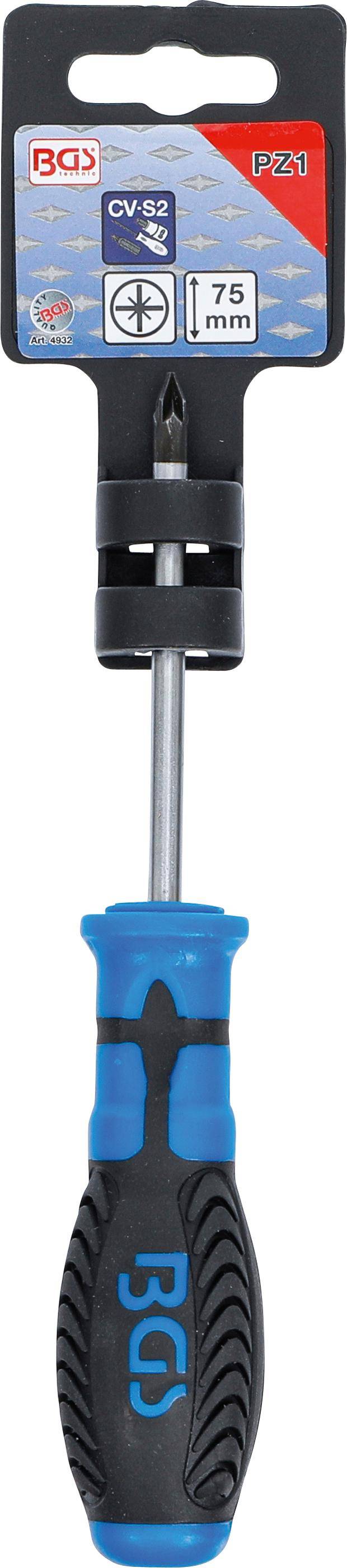 BGS Schraubendreher | Kreuzschlitz PZ1 | Klingenlnge 75 mm