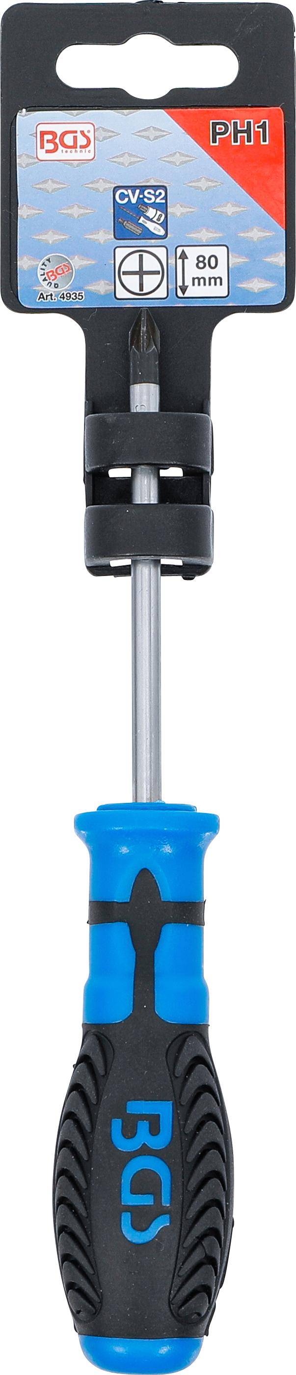BGS Schraubendreher | Kreuzschlitz PH1 | Klingenlnge 80 mm
