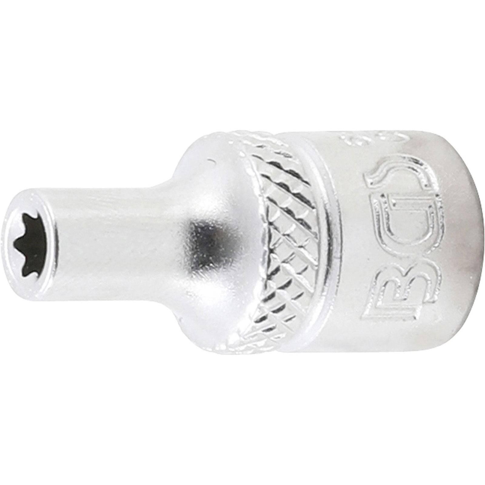 Ein Nahaufnahmebild eines metallischen Steckschlüssels mit gerilltem Griff und eingraviertem 'BGS' Logo an der Seite, der zum Anziehen oder Lösen von Muttern verwendet wird.