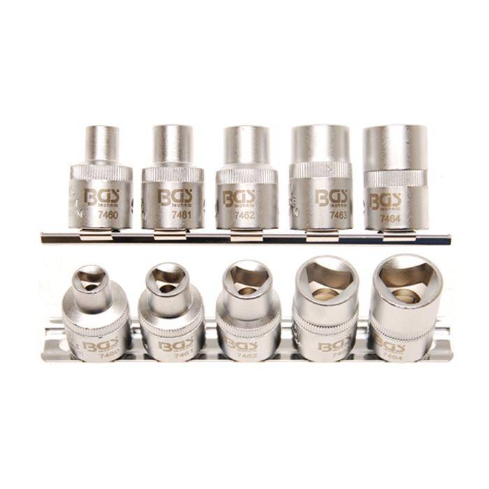 Dreikant-Einsätze für Pfostenschlösser - M5-M12 - matt vercromt - Ausführung im Set M5-M12 (8-16,5 mm) 5 tlg.