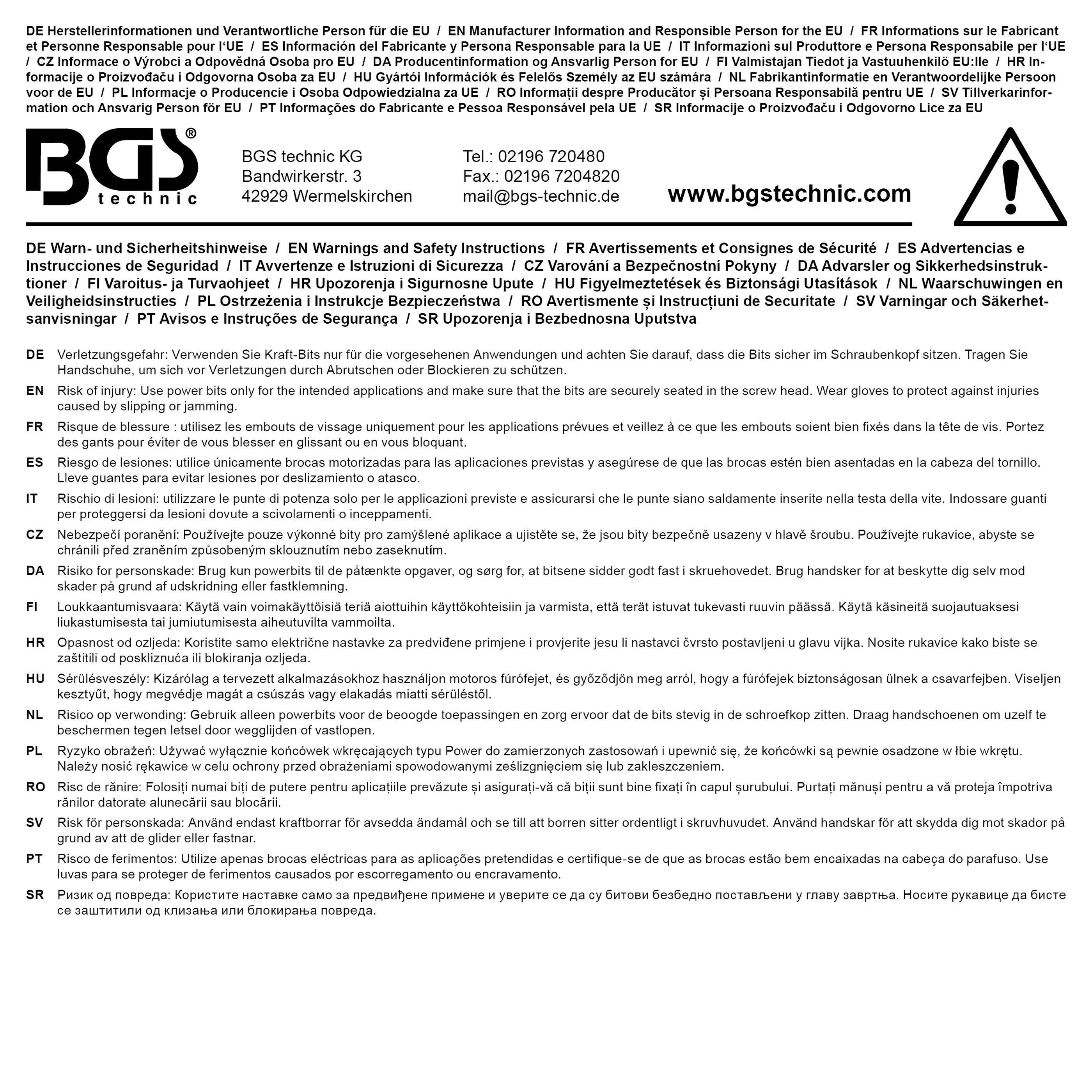 BGS technic Kraft-Bit-Einsatz | Lnge 55 mm | Antrieb Innenvierkant 20