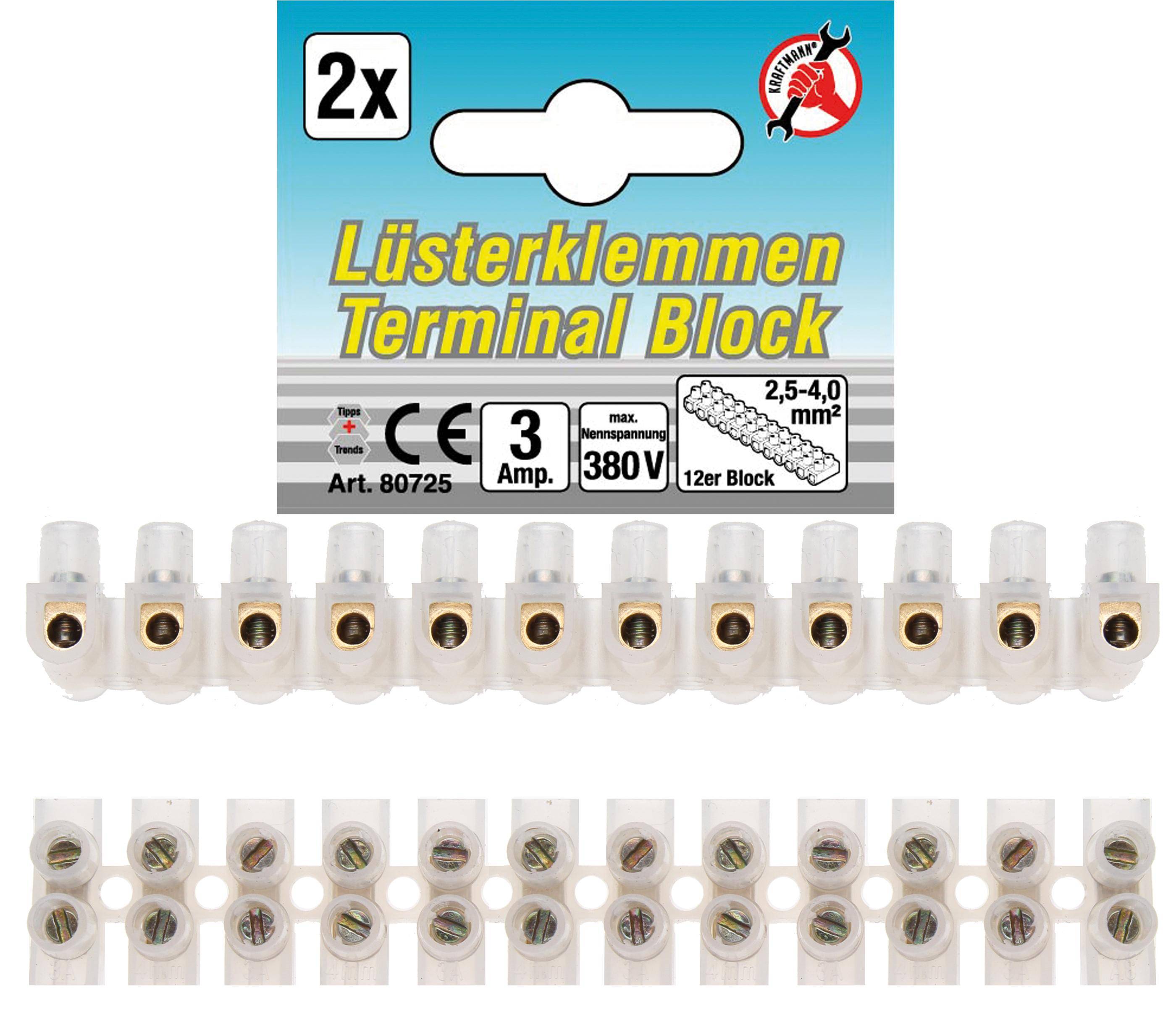 BGS Diy Lüsterklemmen | 2,5 mm² | 3 Amp. | 2 Stück | 12er Block