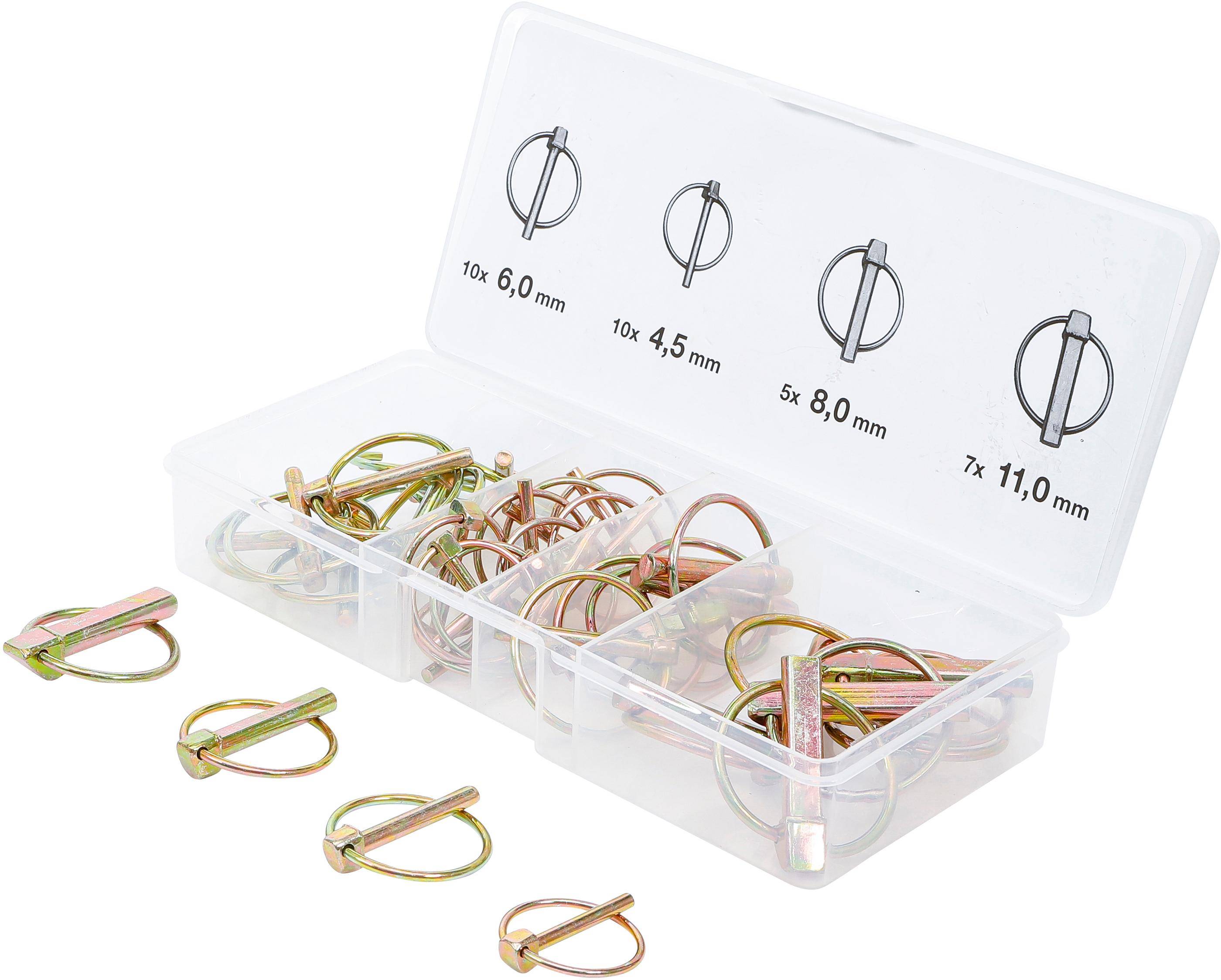 BGS Diy Klappsplinte-Sortiment | Bolzen-Ø 4,5 - 11 mm | 32-tlg.