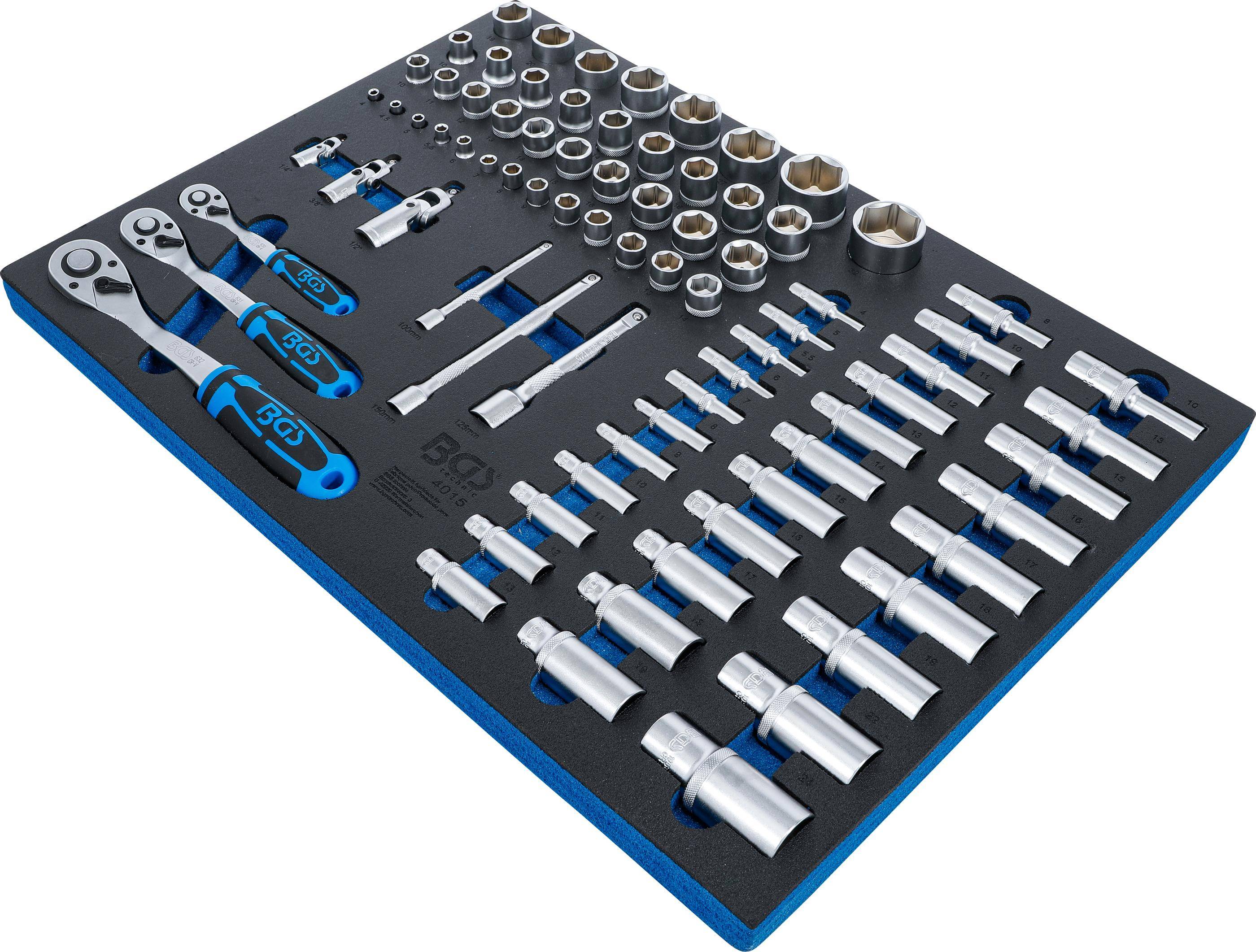 BGS technic Werkstattwageneinlage 3/3: Steckschlüssel-Satz | 80-tlg.