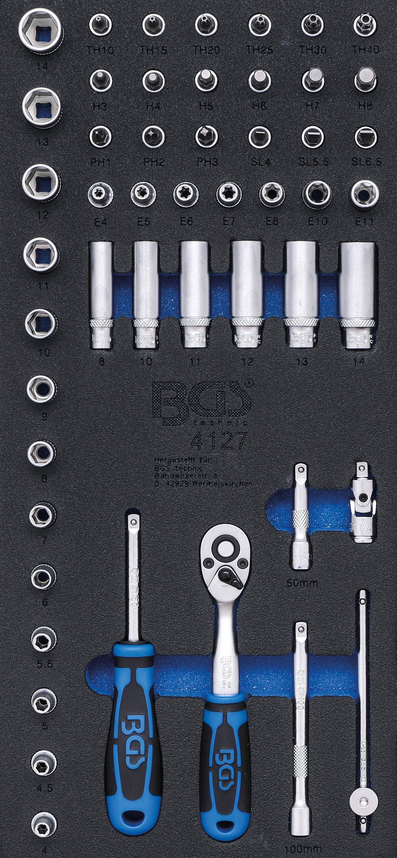 BGS technic Werkstattwageneinlage 1/3: Steckschlüssel-Satz | 6,3 mm
