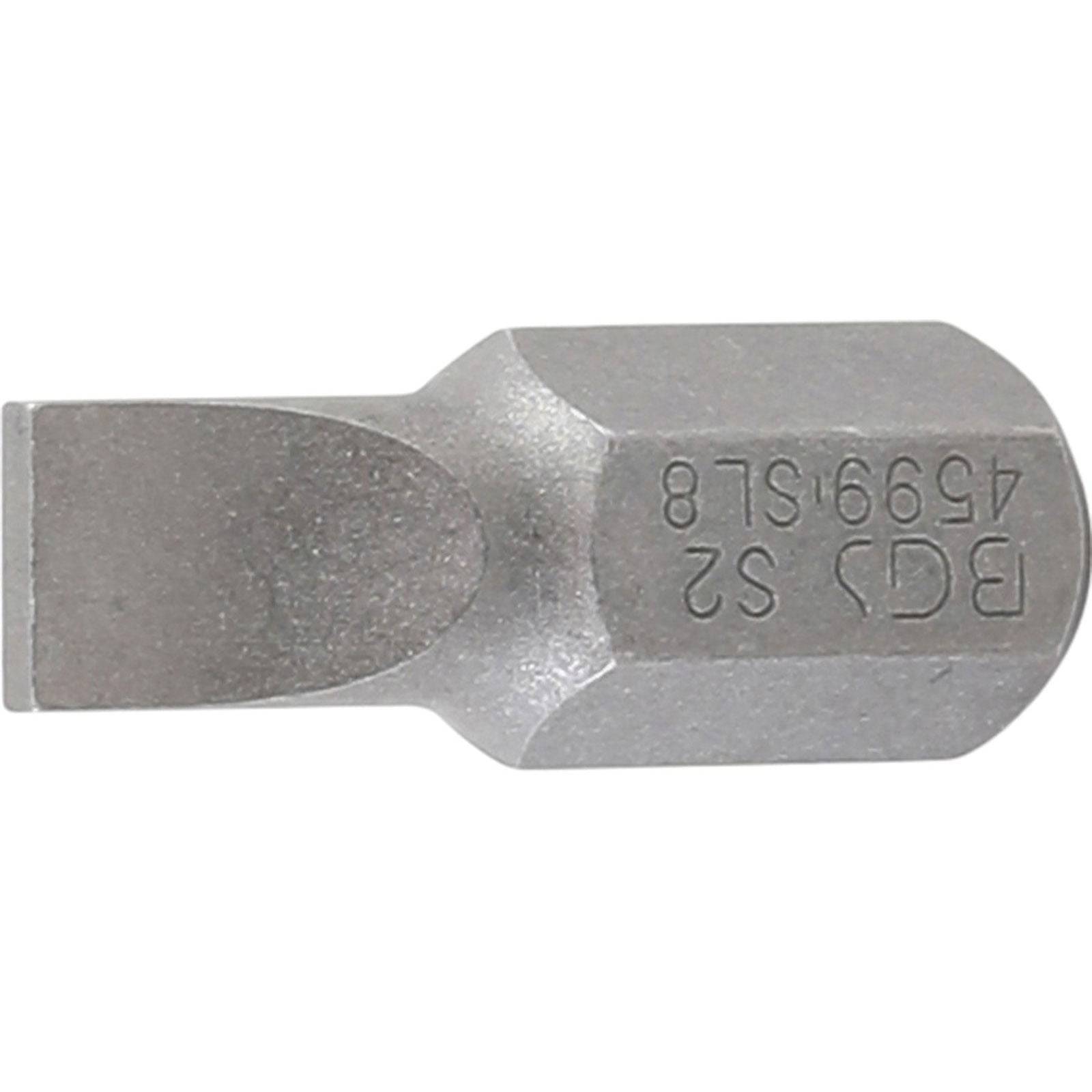 Schraubendreher-Bit 'BD S2 4599 SL8', Schlitz-Typ, aus Metall mit flacher Klingespitze.