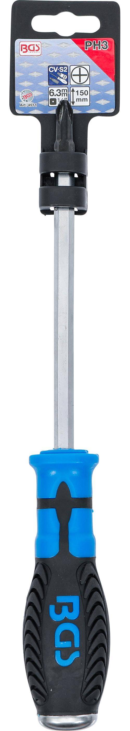 BGS technic Schraubendreher | Kreuzschlitz PH3 | Klingenlnge 150 mm