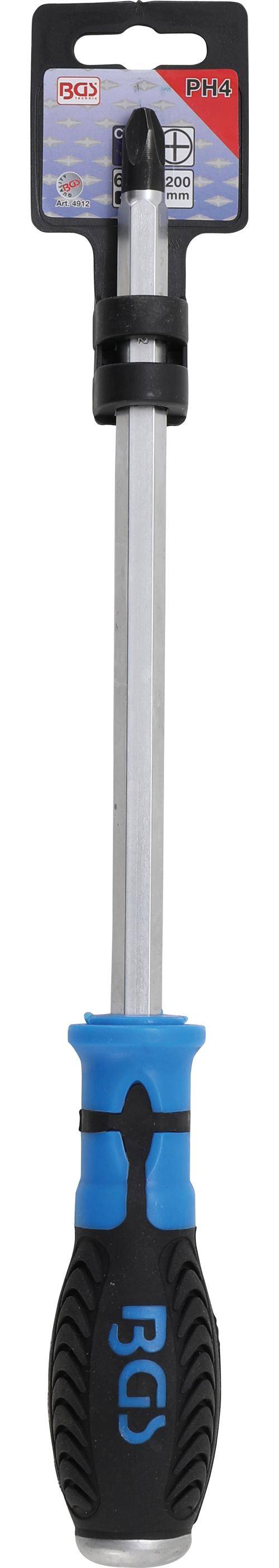 BGS technic Schraubendreher | Kreuzschlitz PH4 | Klingenlnge 200 mm