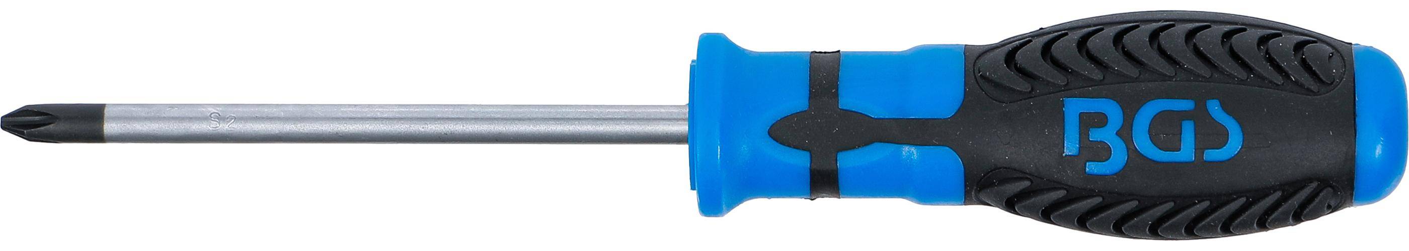 Ein blau gehaltener Schraubendreher mit einem Metallschaft wird vor einem weißen Hintergrund dargestellt.