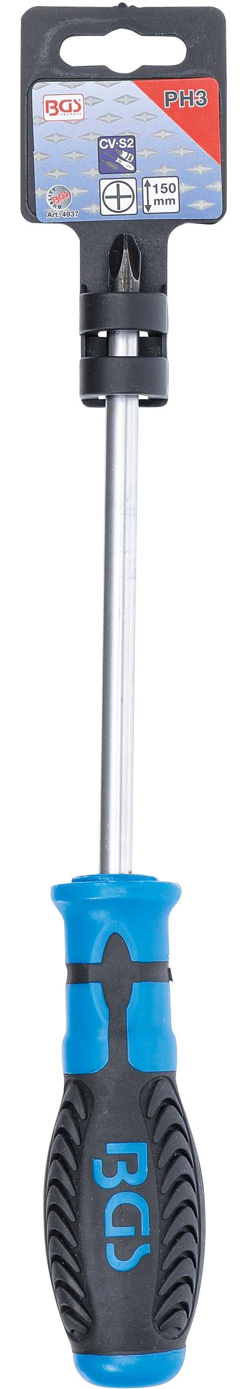 BGS technic Schraubendreher | Kreuzschlitz PH3 | Klingenlnge 150 mm