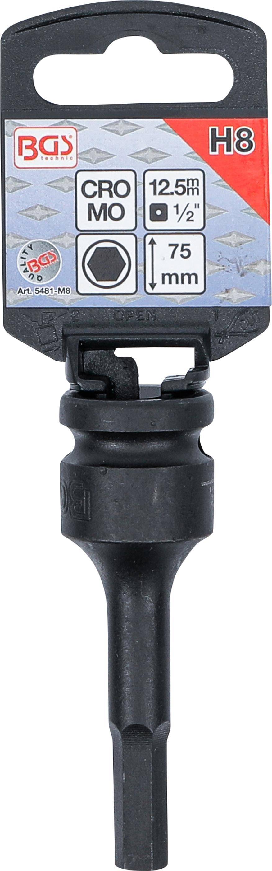 BGS Kraft-Bit-Einsatz | Länge 75 mm | Antrieb Innenvierkant 12,5 mm