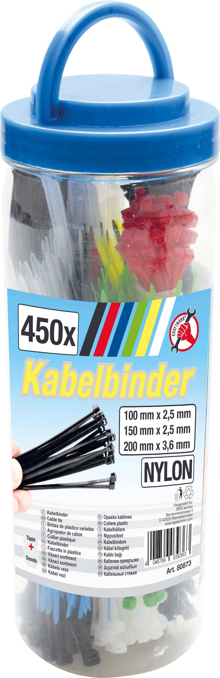 BGS technic Kabelbinder-Sortiment | farbig | 100 - 150 - 200 mm |