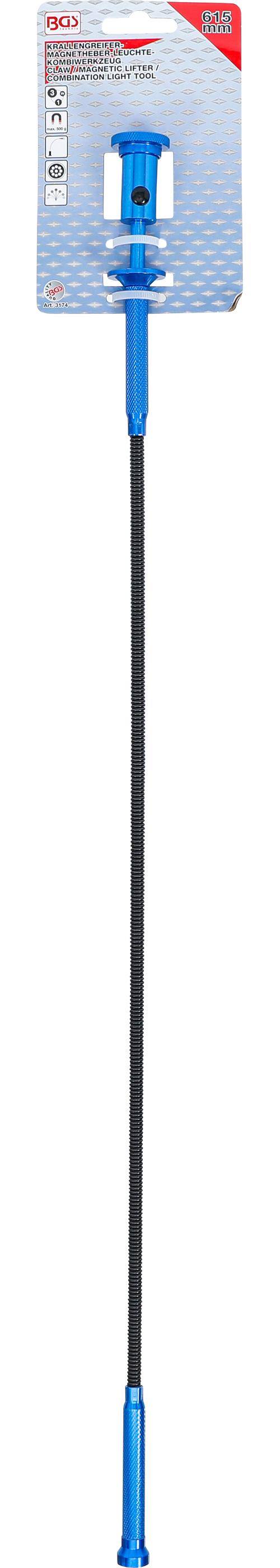 BGS Krallengreifer-Magnetheber-Leuchte-Kombiwerkzeug | 615 mm