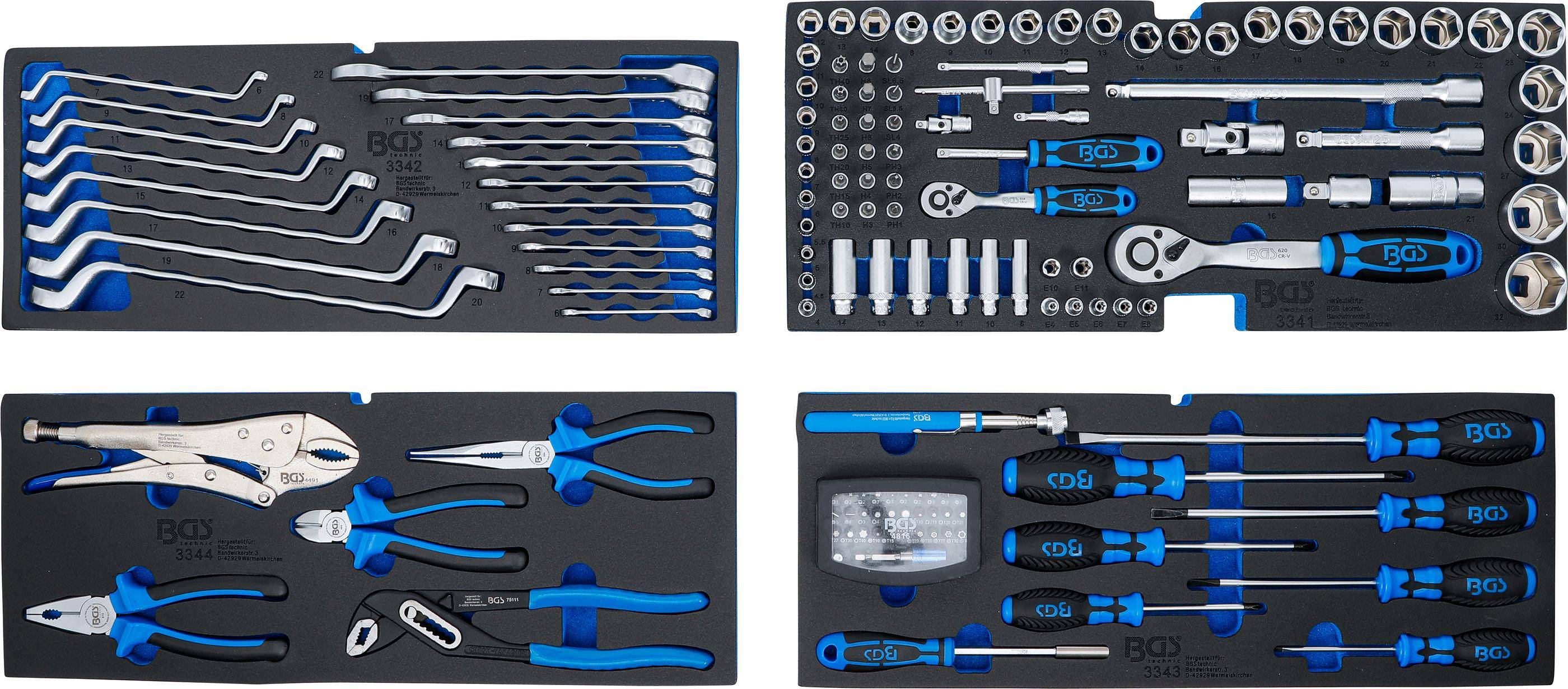 BGS technic Metall-Werkzeugkoffer | 3 Schubladen | mit 143 Werkzeugen